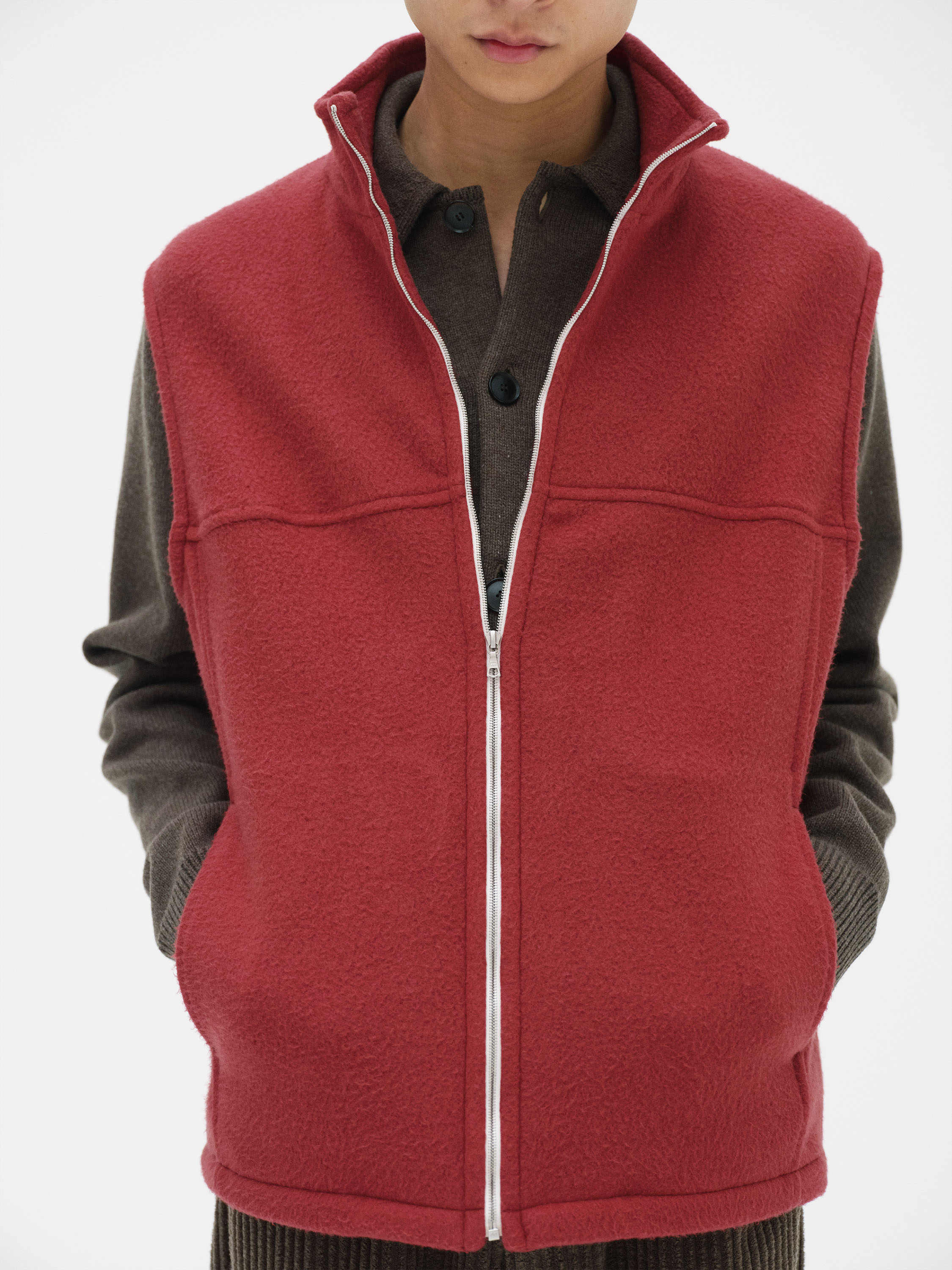PURE SILK COMFORT FLEECE VEST 詳細画像 RED 2