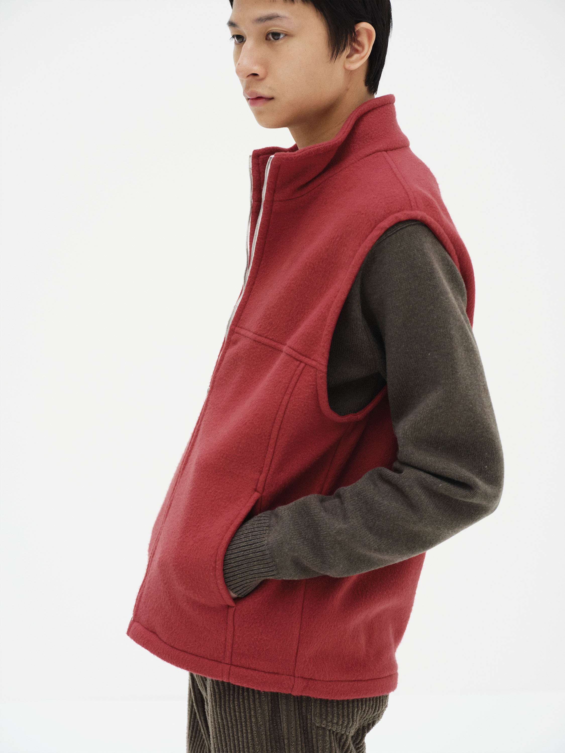 PURE SILK COMFORT FLEECE VEST 詳細画像 RED 3