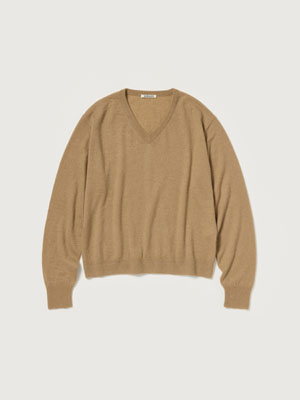 HIGH GAUGE SOFT CASHMERE KNIT V-NECK P/O
