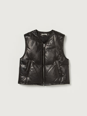 FINE CALF LEATHER DOWN VEST