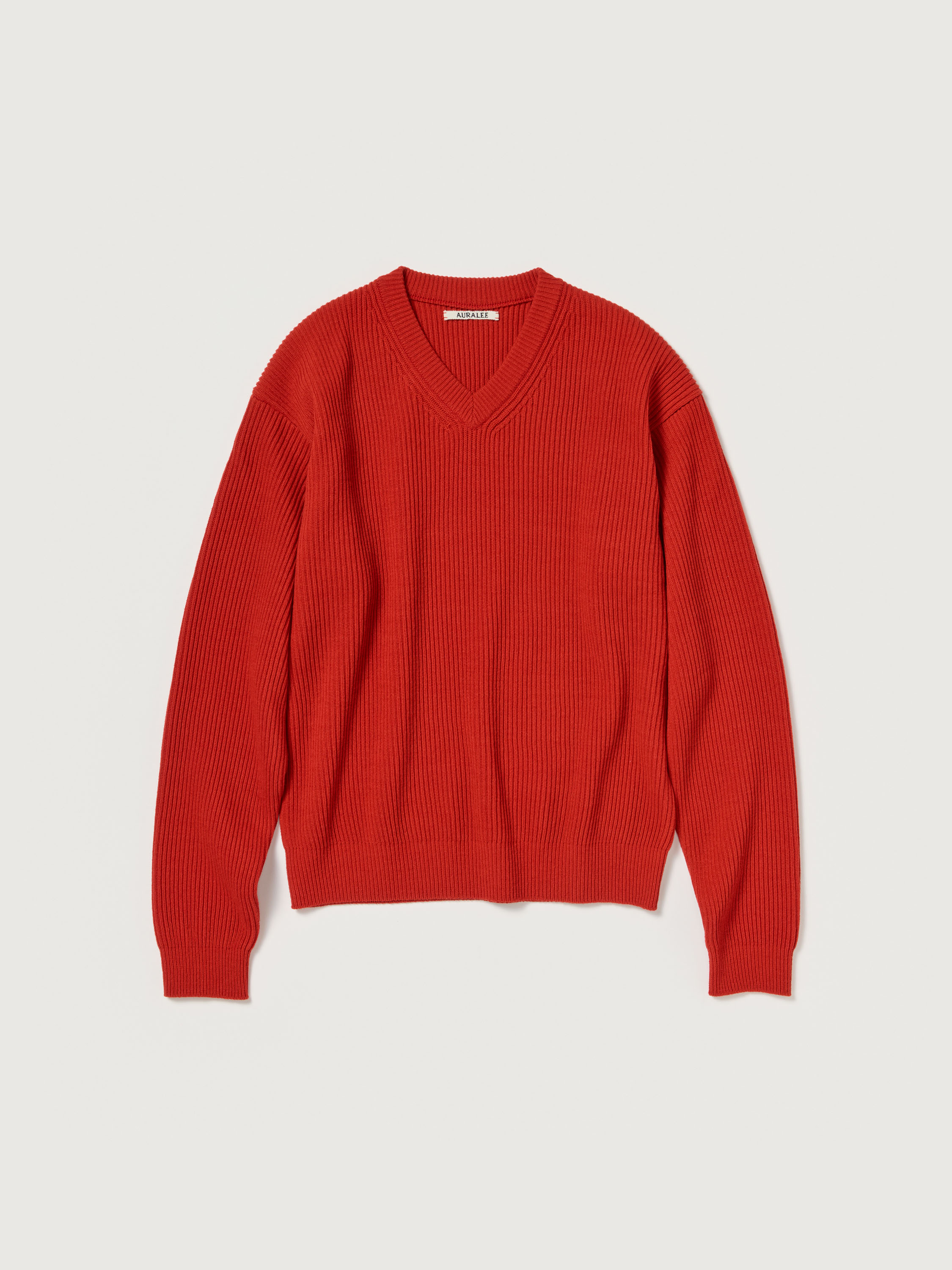 SUPER FINE WOOL RIB KNIT V-NECK P/O 詳細画像 RED 1