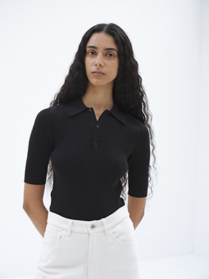 COTTON HIGH GAUGE RIB KNIT POLO