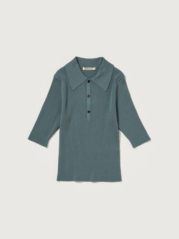 COTTON HIGH GAUGE RIB KNIT POLO - AURALEE Official Website