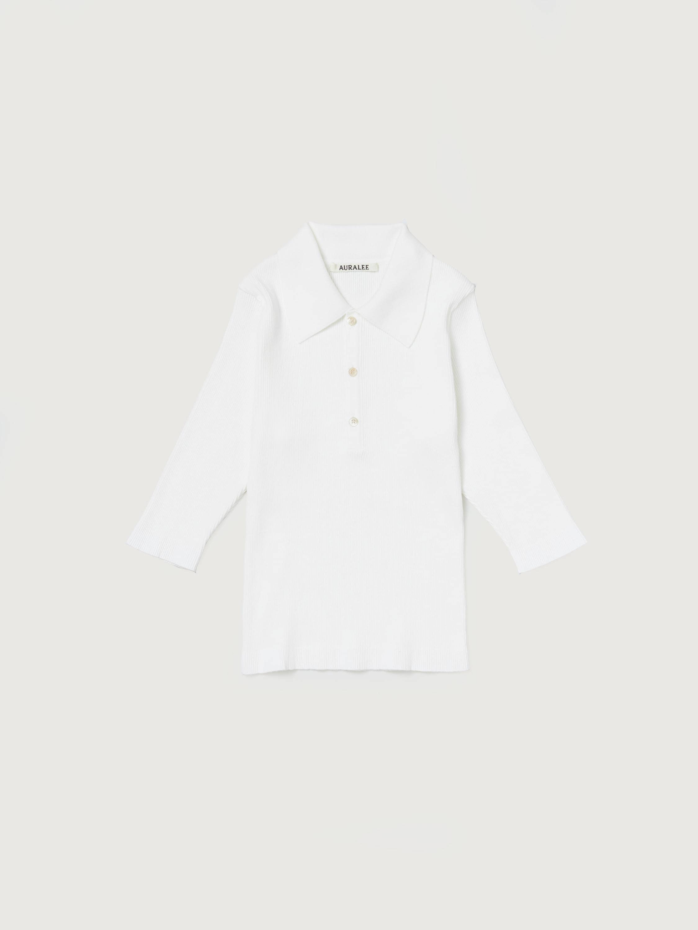 COTTON HIGH GAUGE RIB KNIT POLO 詳細画像 WHITE 1