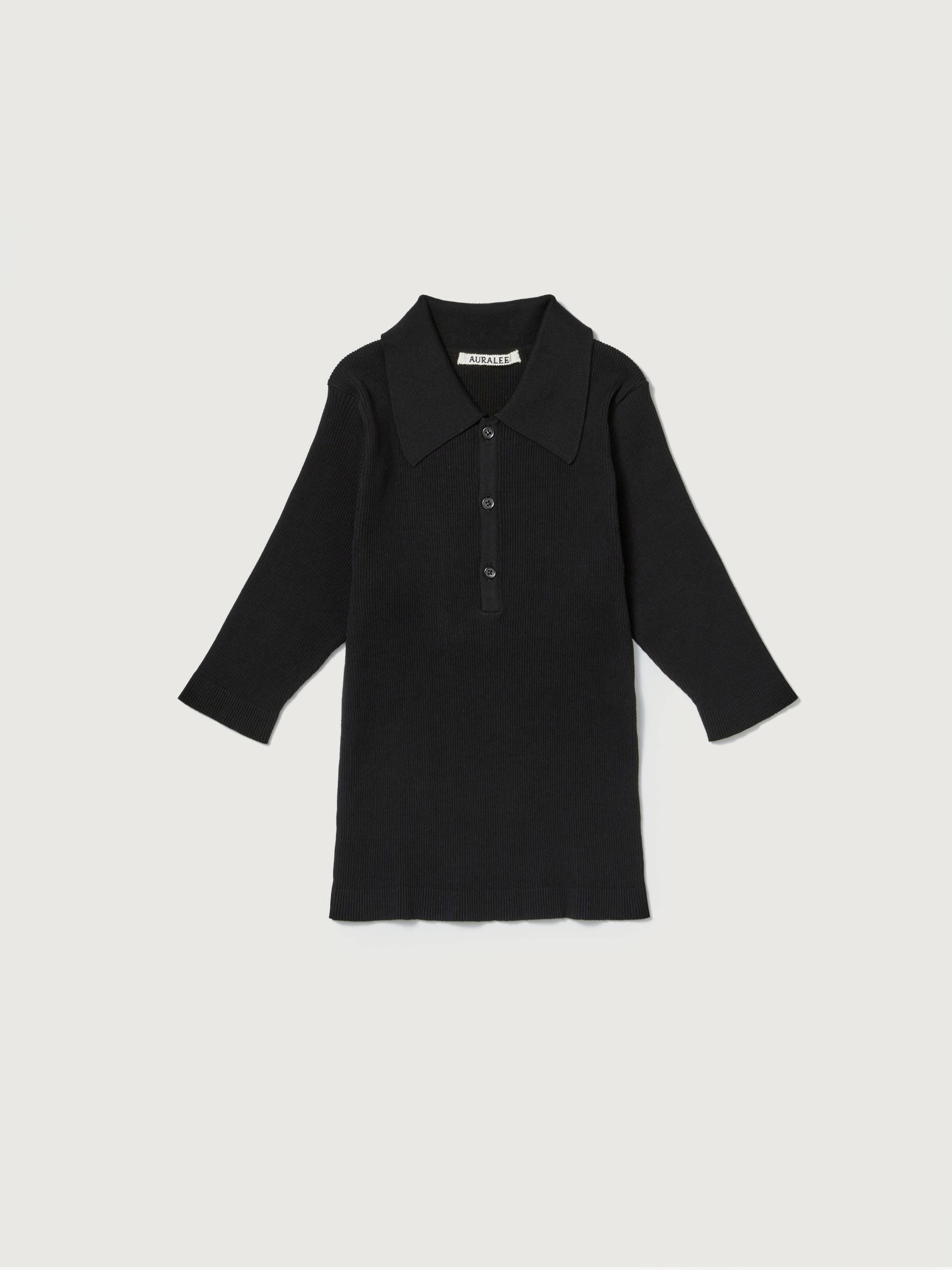 COTTON HIGH GAUGE RIB KNIT POLO 詳細画像 BLACK 4