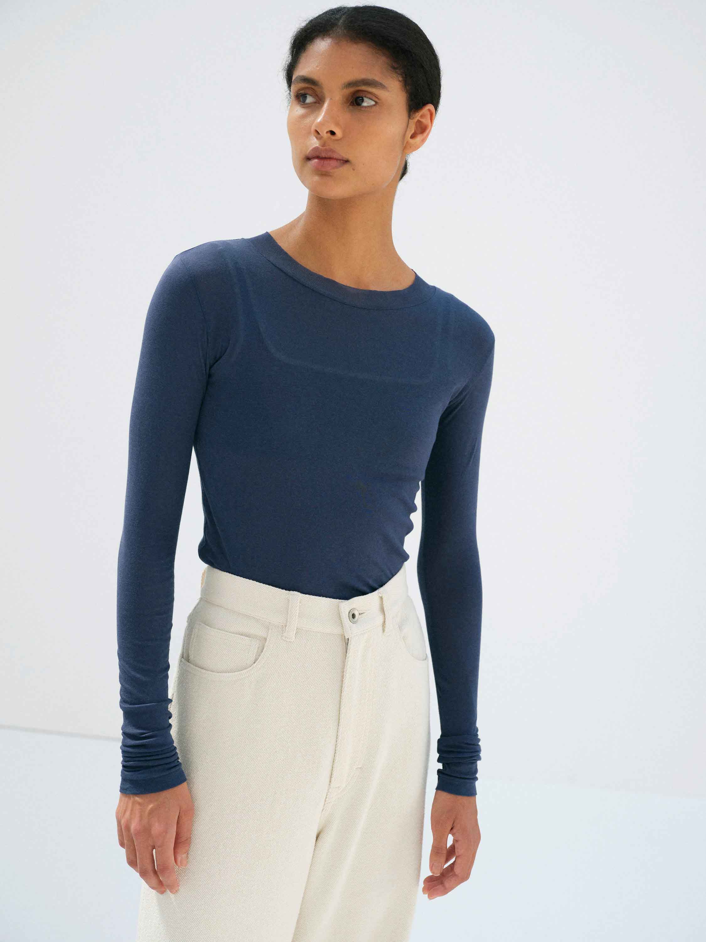 SUPER HIGH GAUGE SHEER RIB L/S TEE 詳細画像 NAVY 2