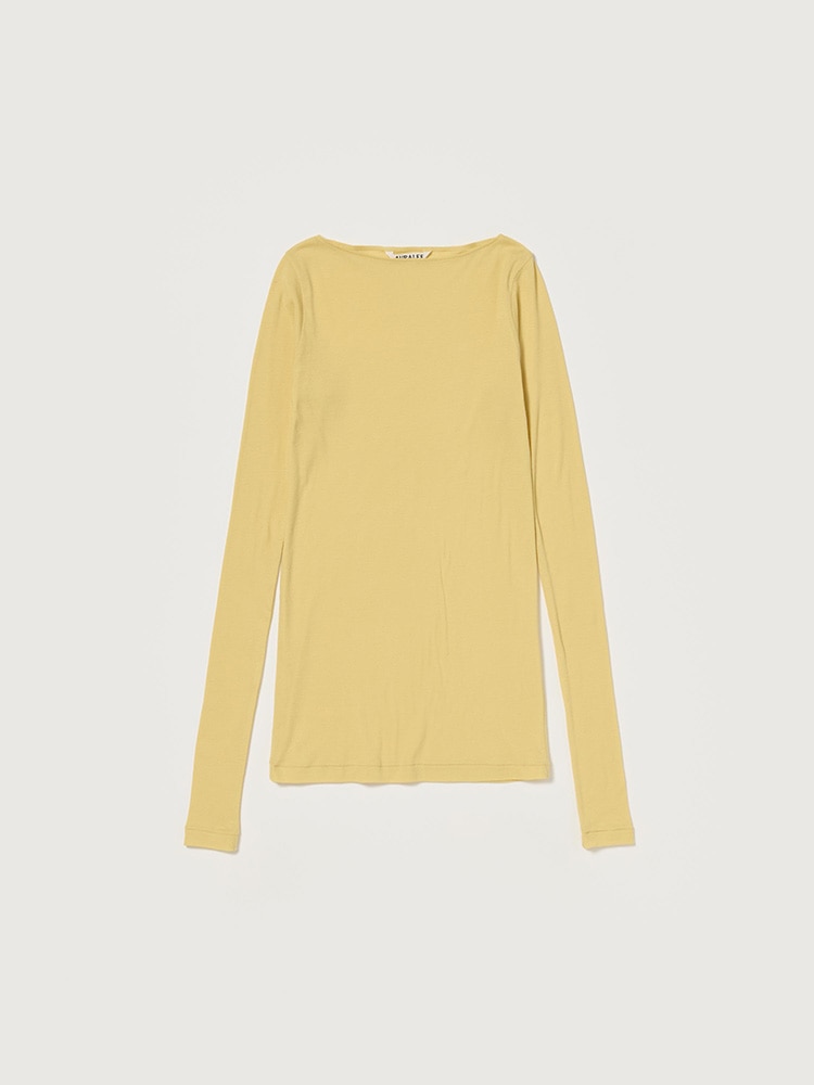 SUPER HIGH GAUGE SHEER RIB BOAT NECK L/S TEE