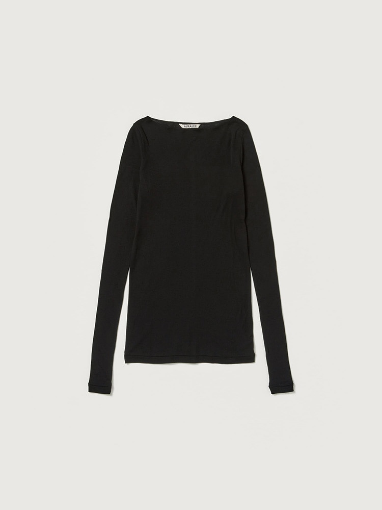 SUPER HIGH GAUGE SHEER RIB BOAT NECK L/S TEE - AURALEE Official