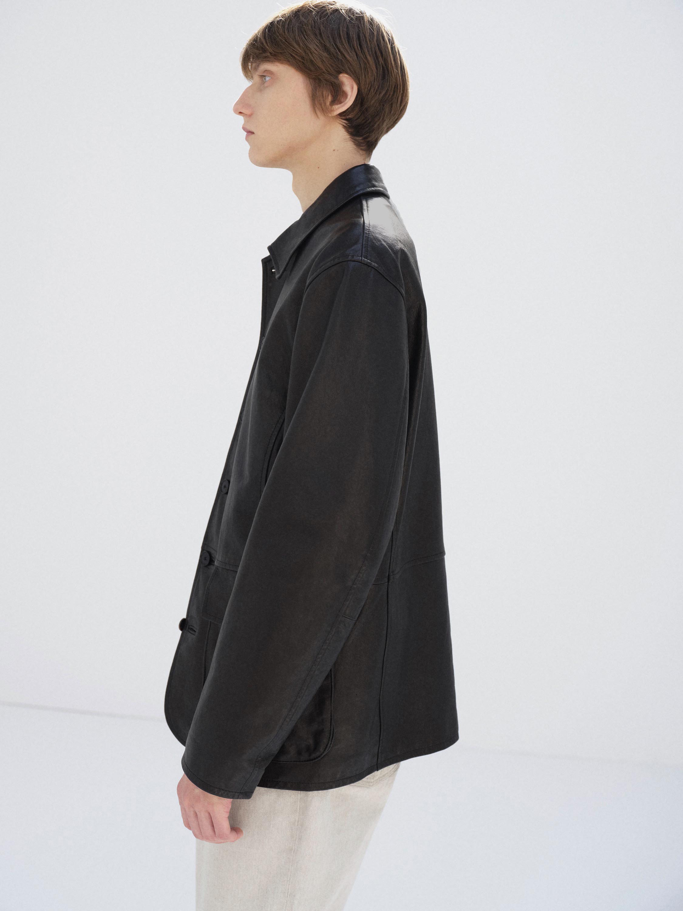 TEXTURED LAMB LEATHER BLOUSON 詳細画像 BLACK 3