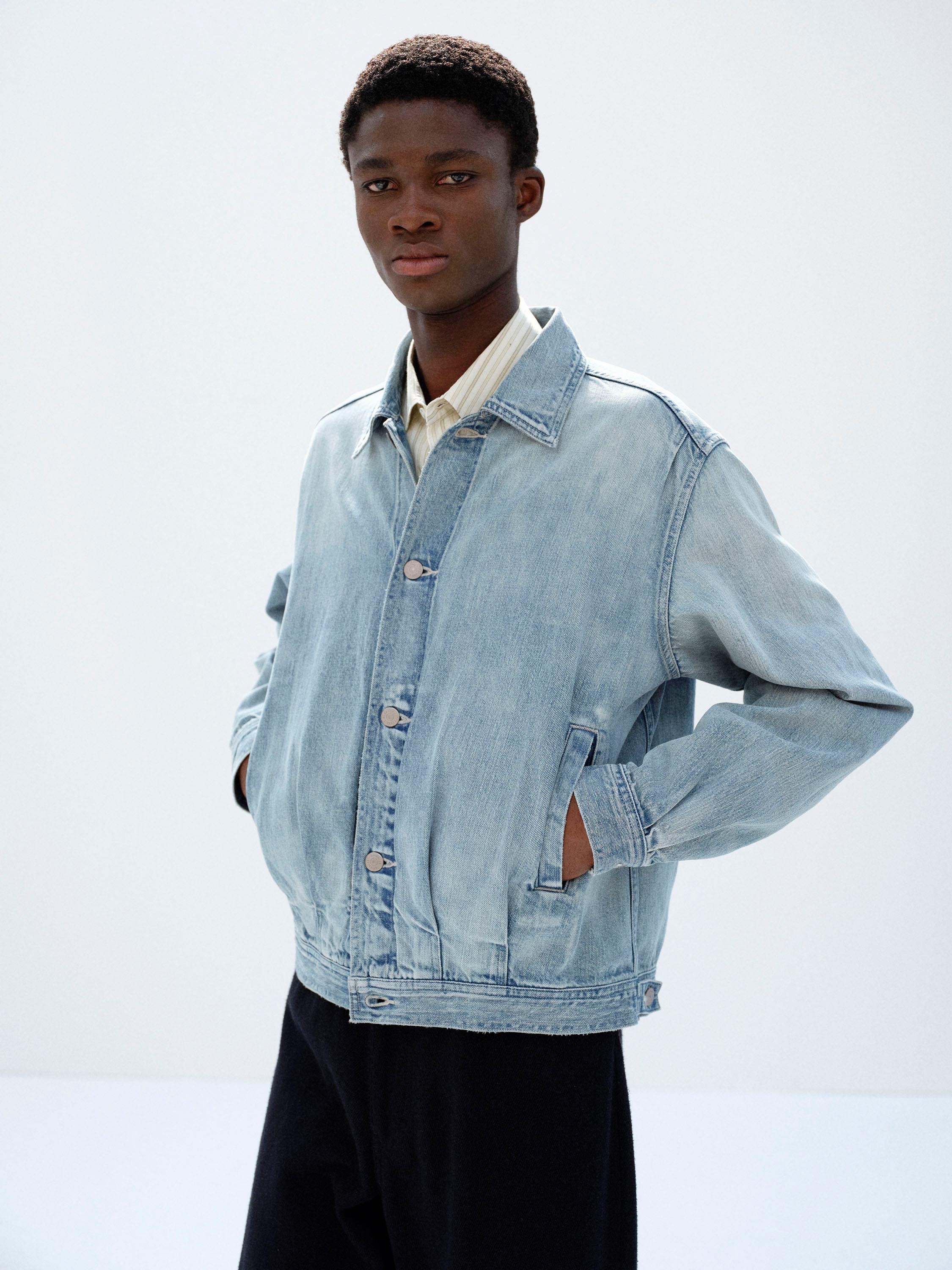 FADED SELVEDGE LIGHT DENIM BLOUSON - AURALEE Official Website