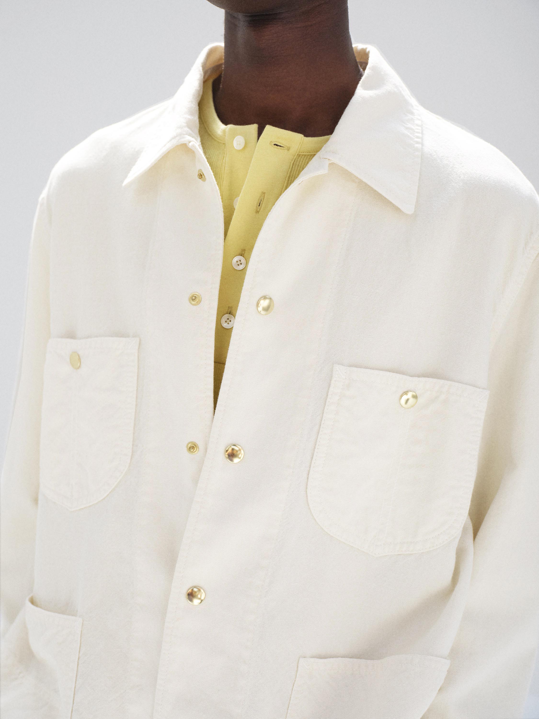 WOOL COTTON LINEN OX WORK JACKET 詳細画像 OFF WHITE 3