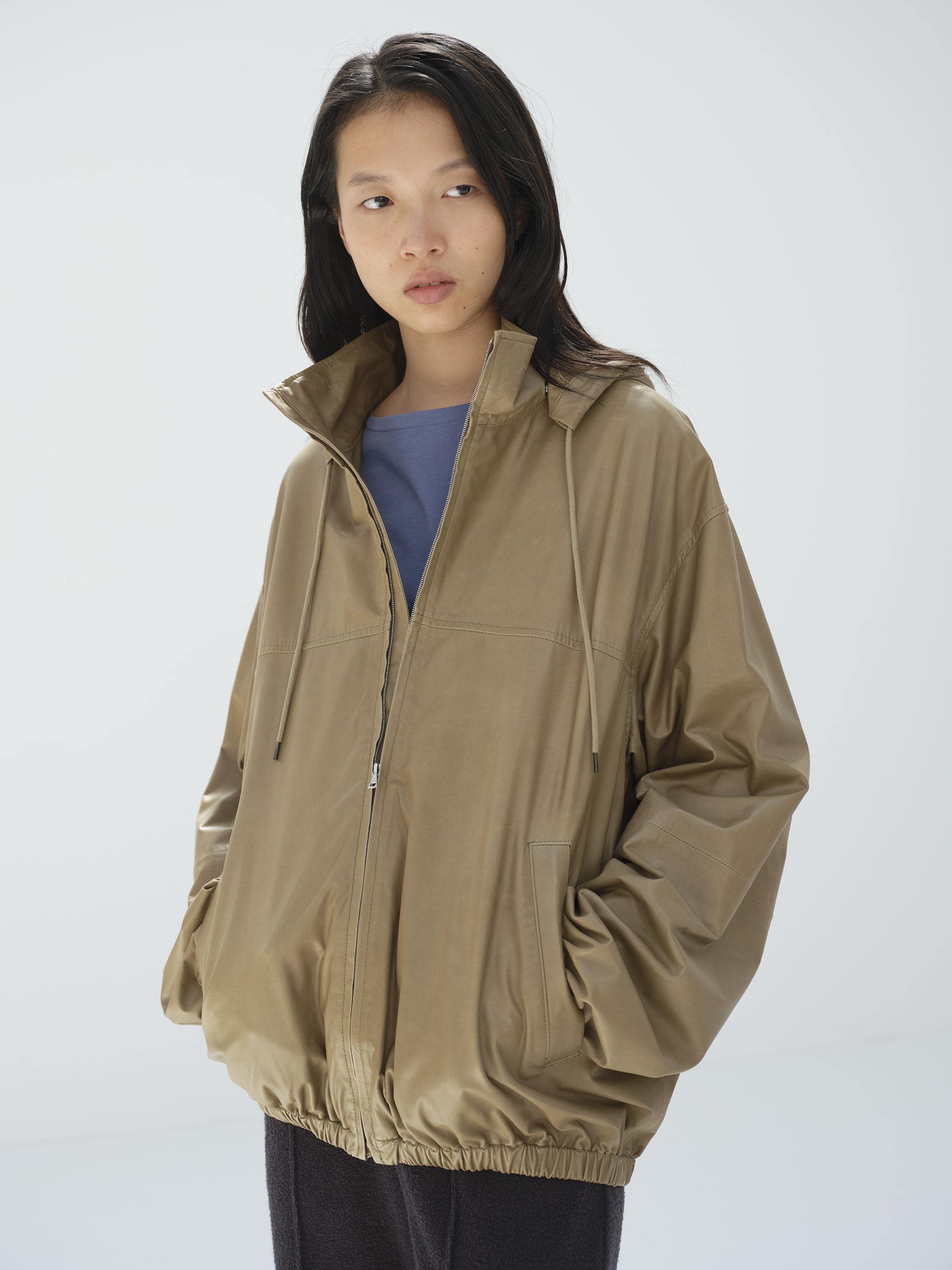 FINE BABY CALF HOODED BLOUSON 詳細画像 KHAKI BEIGE 1