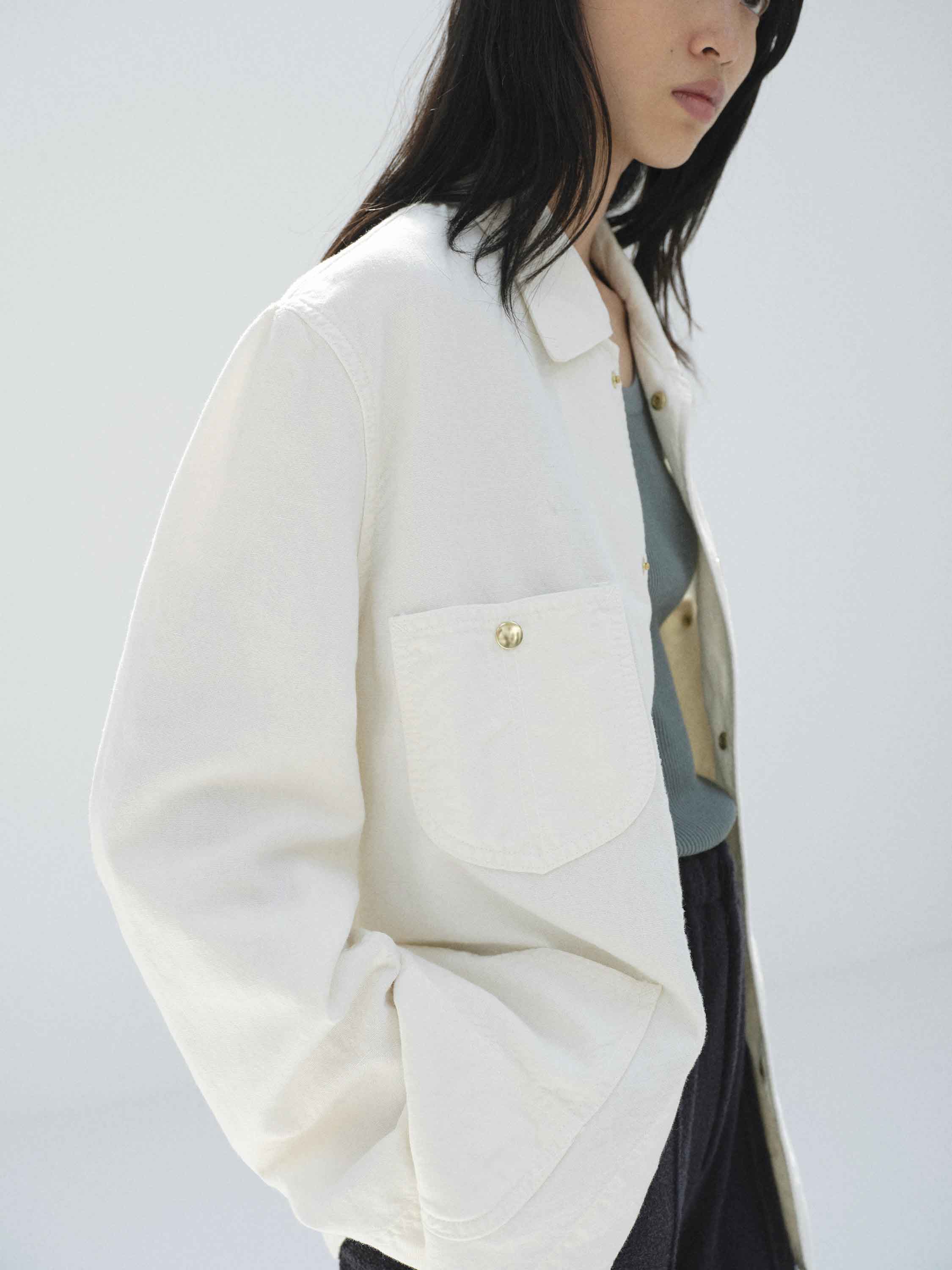 WOOL COTTON LINEN OX WORK JACKET 詳細画像 OFF WHITE 3