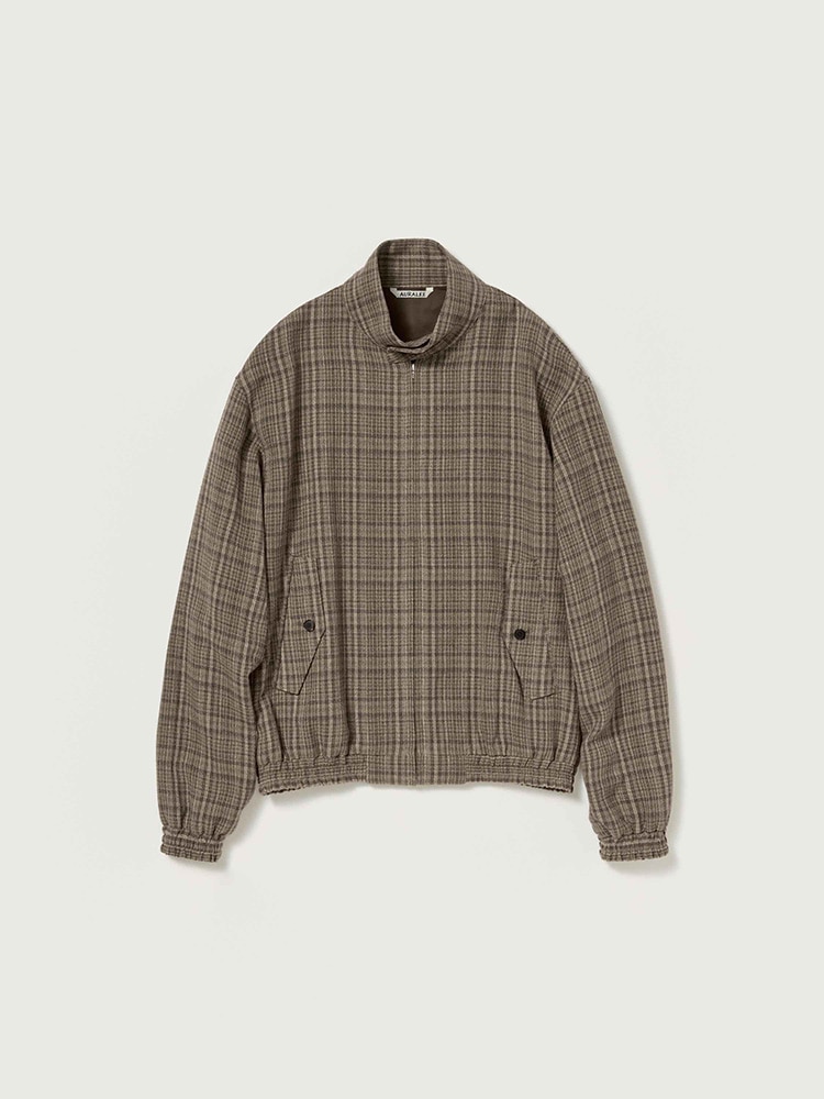 SILK LINEN NEP CHECK ZIP BLOUSON