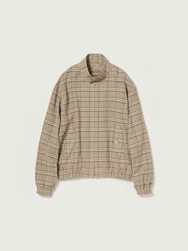 SILK LINEN NEP CHECK ZIP BLOUSON - AURALEE Official Website