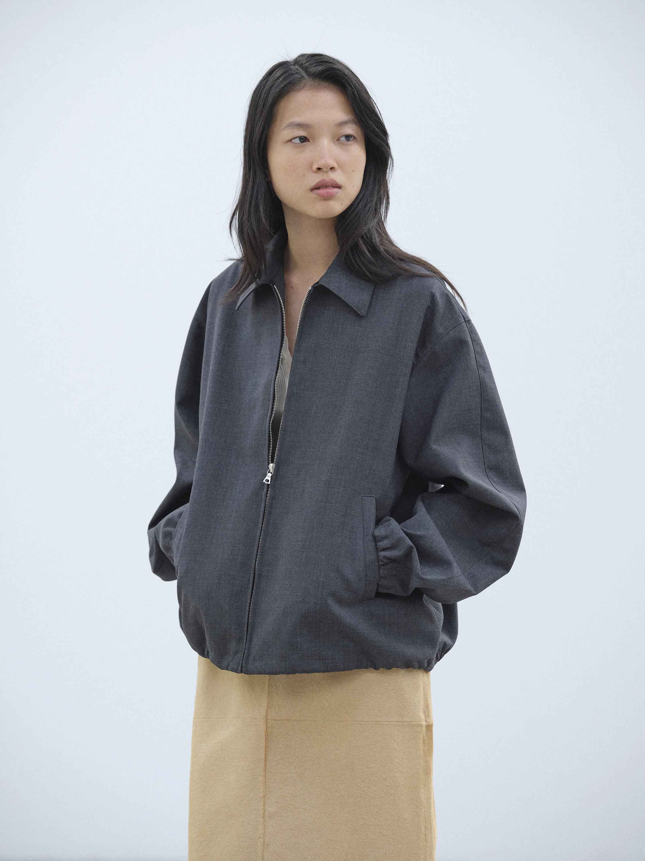 BONDED TROPICAL WOOL ZIP BLOUSON 詳細画像 TOP CHARCOAL 2