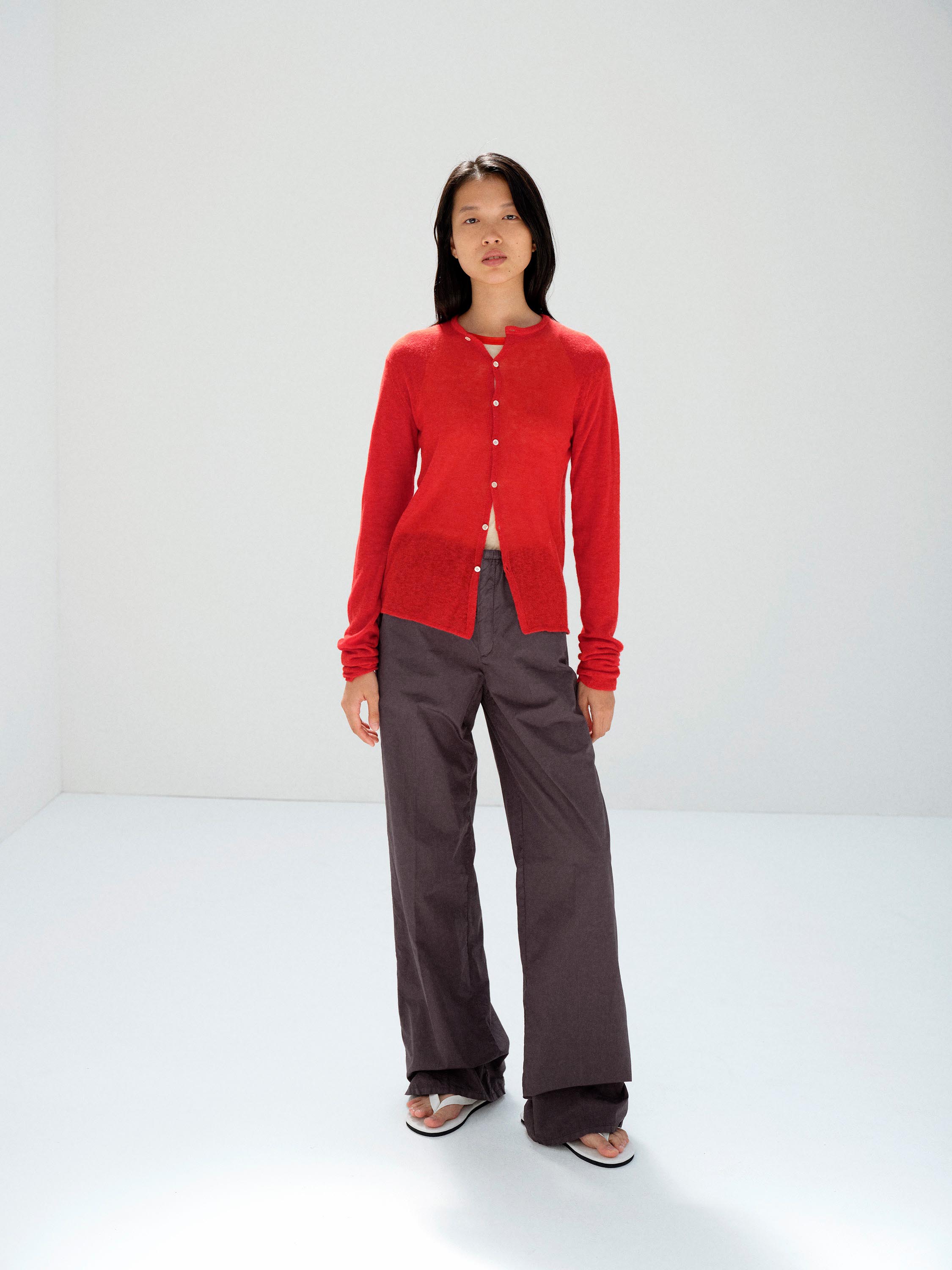 SHEER CASHMERE KNIT CARDIGAN 詳細画像 RED ORANGE 2