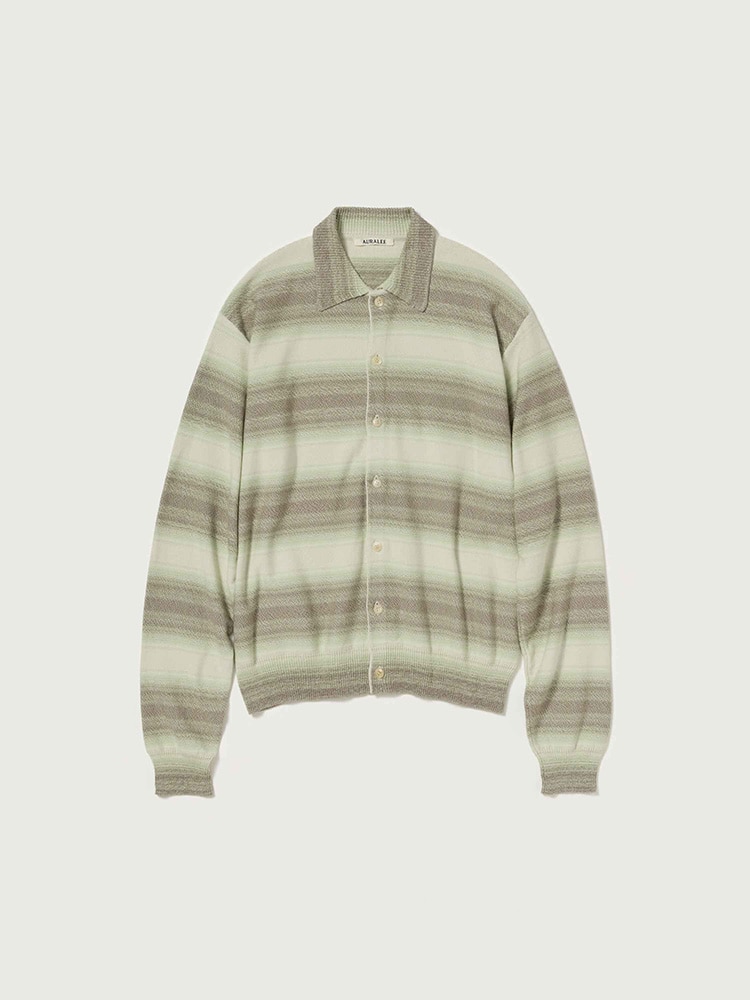 COTTON SILK GRADIENT STRIPE KNIT SHIRT CARDIGAN - AURALEE Official