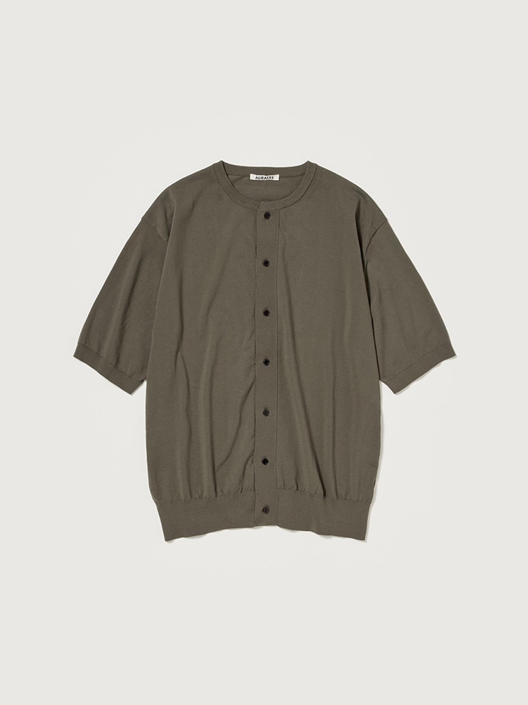 GIZA HIGH GAUGE KNIT HALF SLEEVED CARDIGAN - AURALEE Official Website