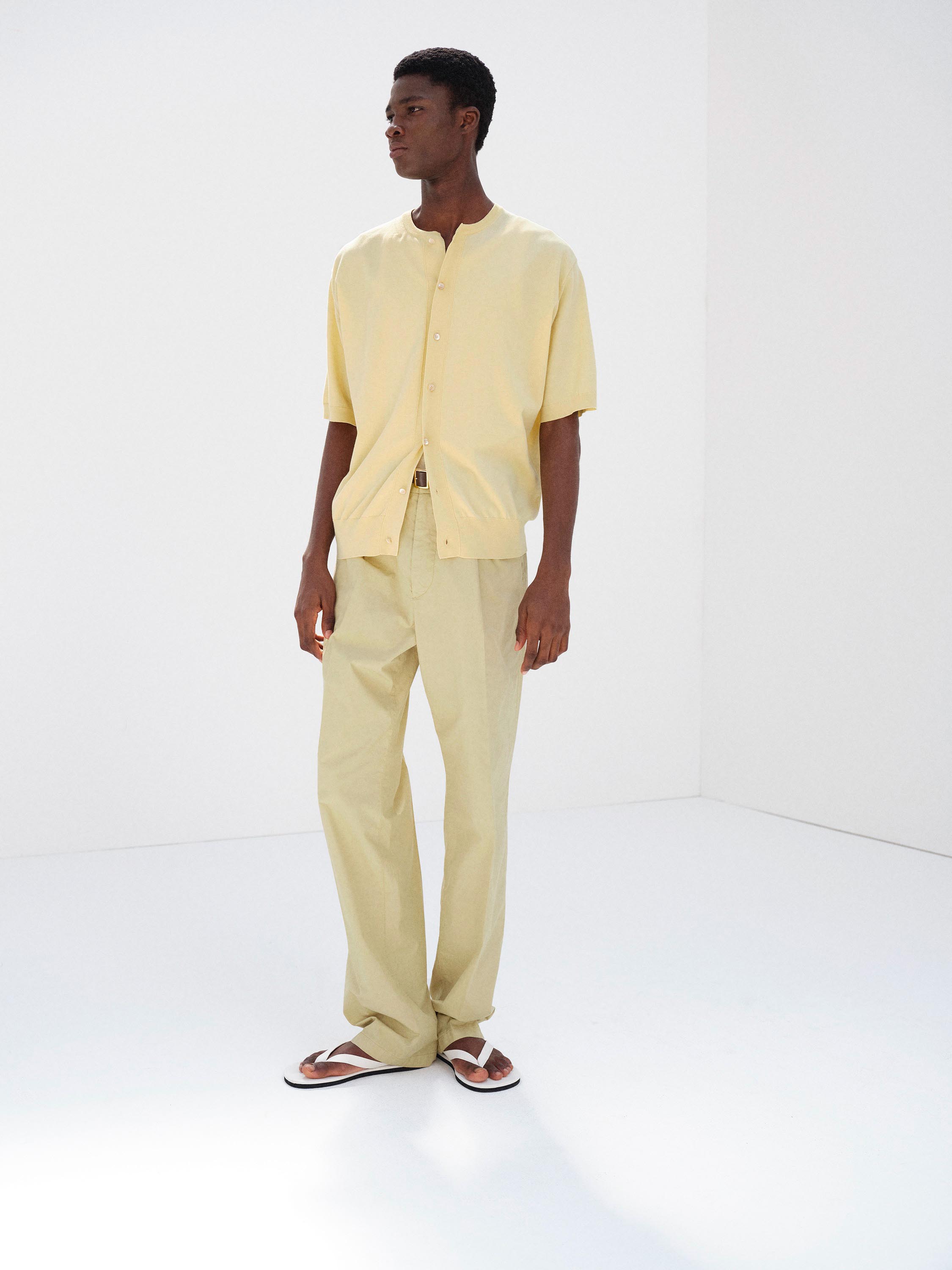 GIZA HIGH GAUGE KNIT HALF SLEEVED CARDIGAN 詳細画像 YELLOW BEIGE 1