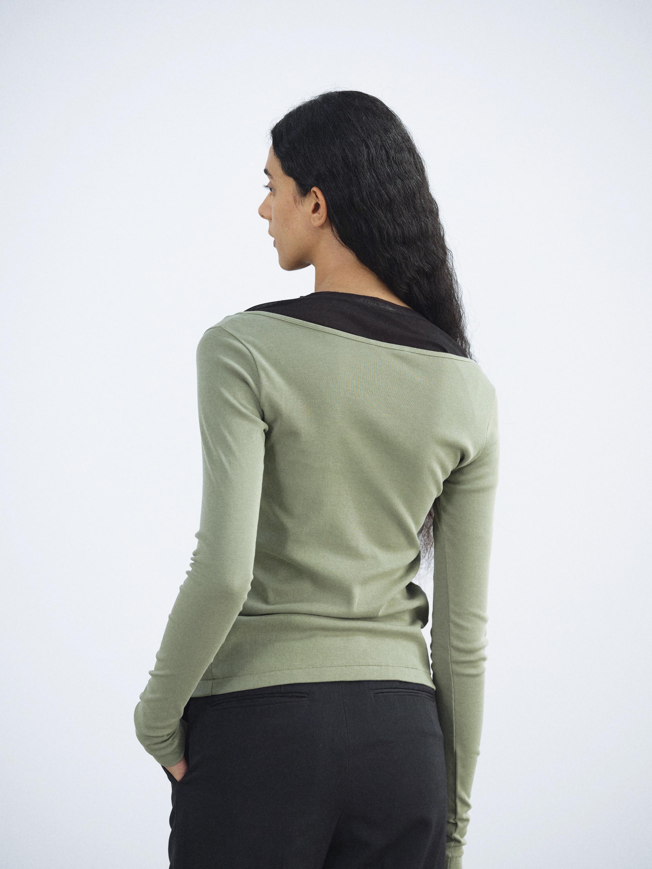 ORGANIC COTTON FINE RIB CARDIGAN 詳細画像 SAGE GREEN 3