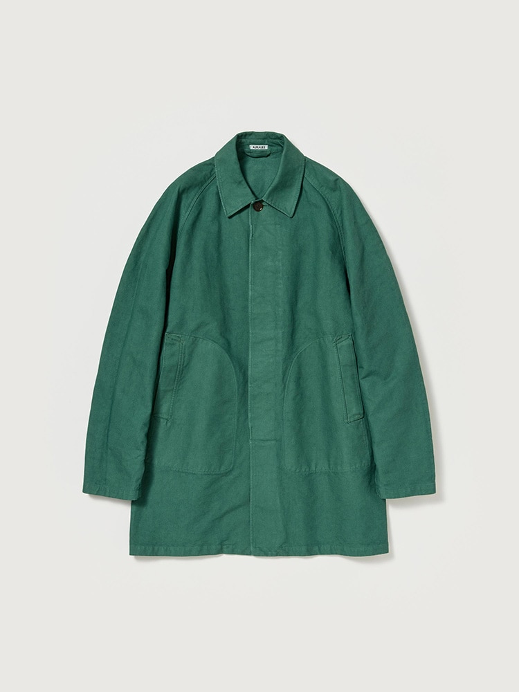 GARMENT-DYED ORGANIC COTTON HEAVY TWILL SHORT COAT - AURALEE
