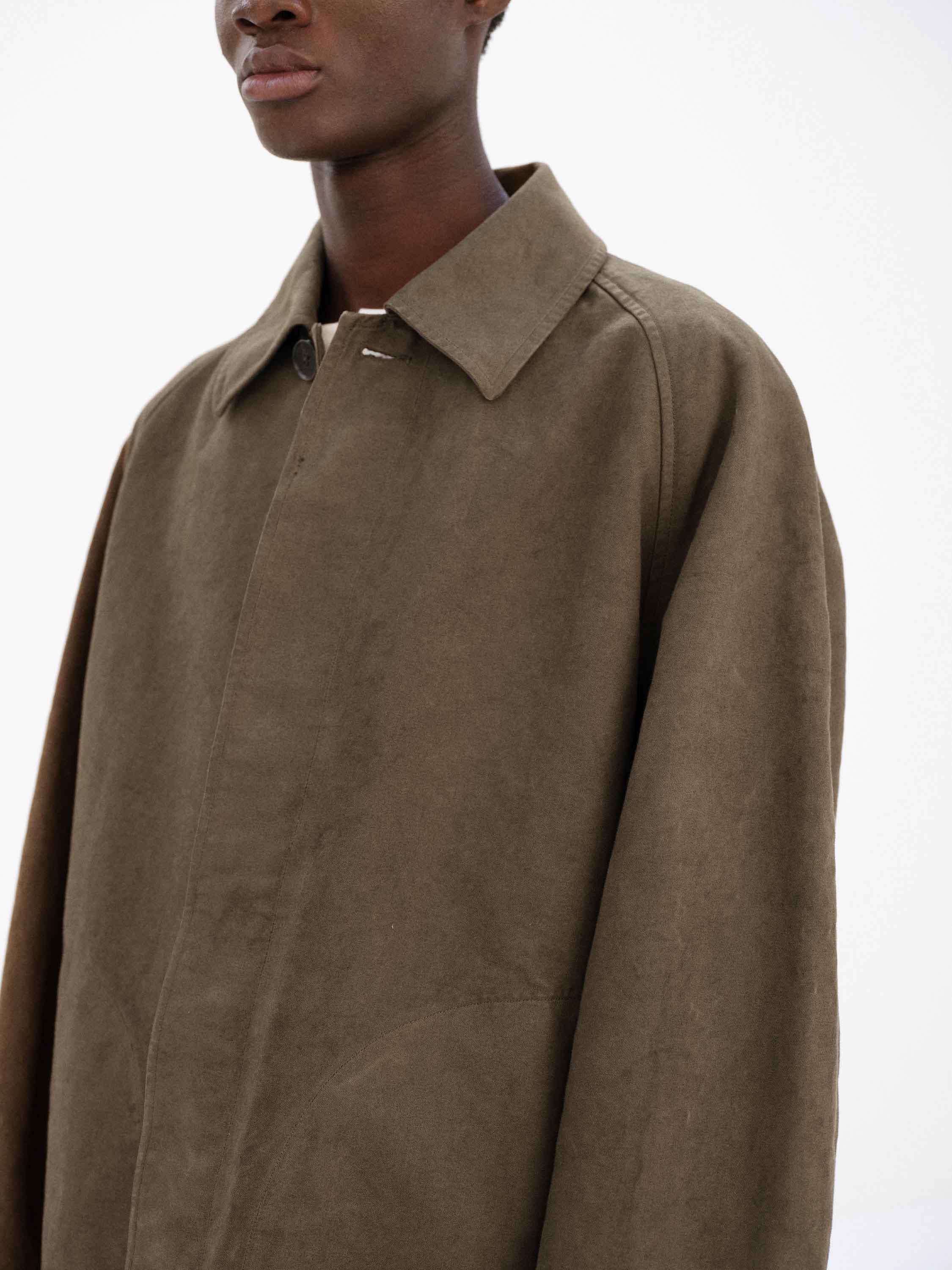 GARMENT-DYED ORGANIC COTTON HEAVY TWILL SHORT COAT 詳細画像 DARK BROWN 3