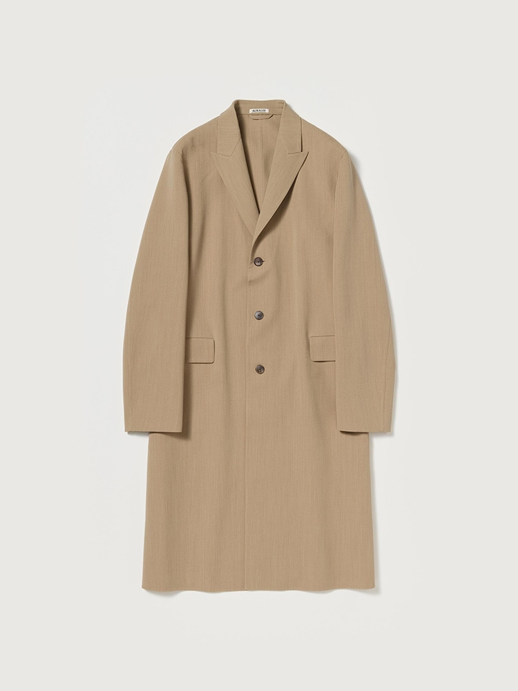 STRUCTURED WOOL GABARDINE HAND SEWN COAT