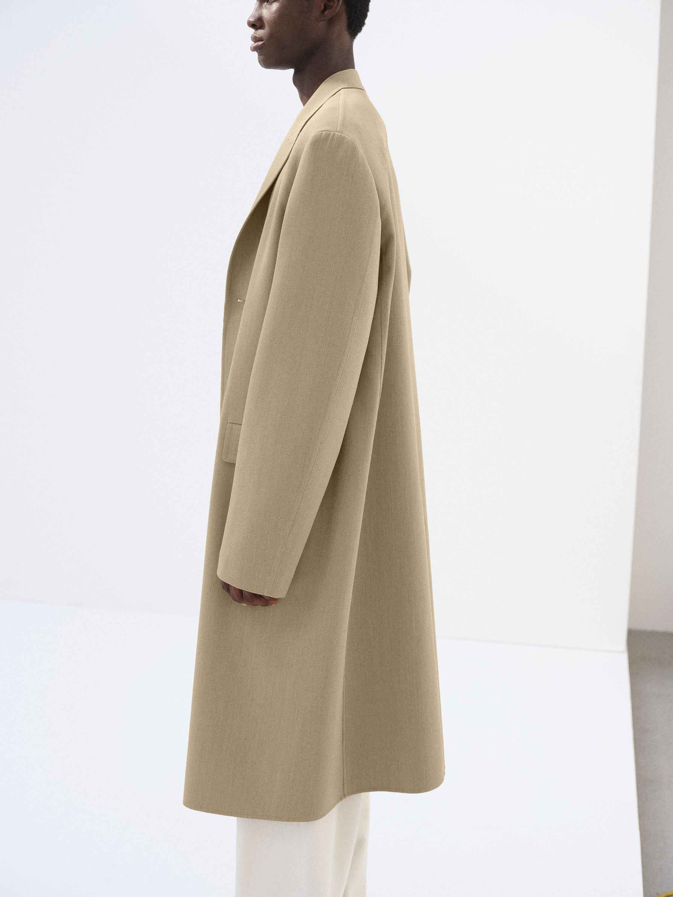 STRUCTURED WOOL GABARDINE HAND SEWN COAT 詳細画像 BROWN BEIGE 3