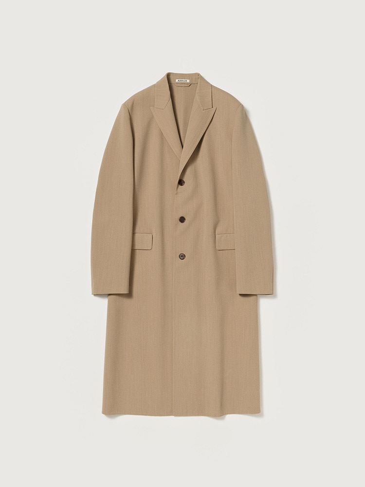 STRUCTURED WOOL GABARDINE HAND SEWN COAT