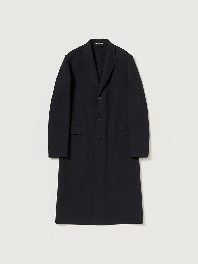 STRUCTURED WOOL GABARDINE HAND SEWN COAT - AURALEE Official Website