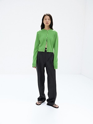 BRUSHED CASHMERE COTTON KNIT CARDIGAN