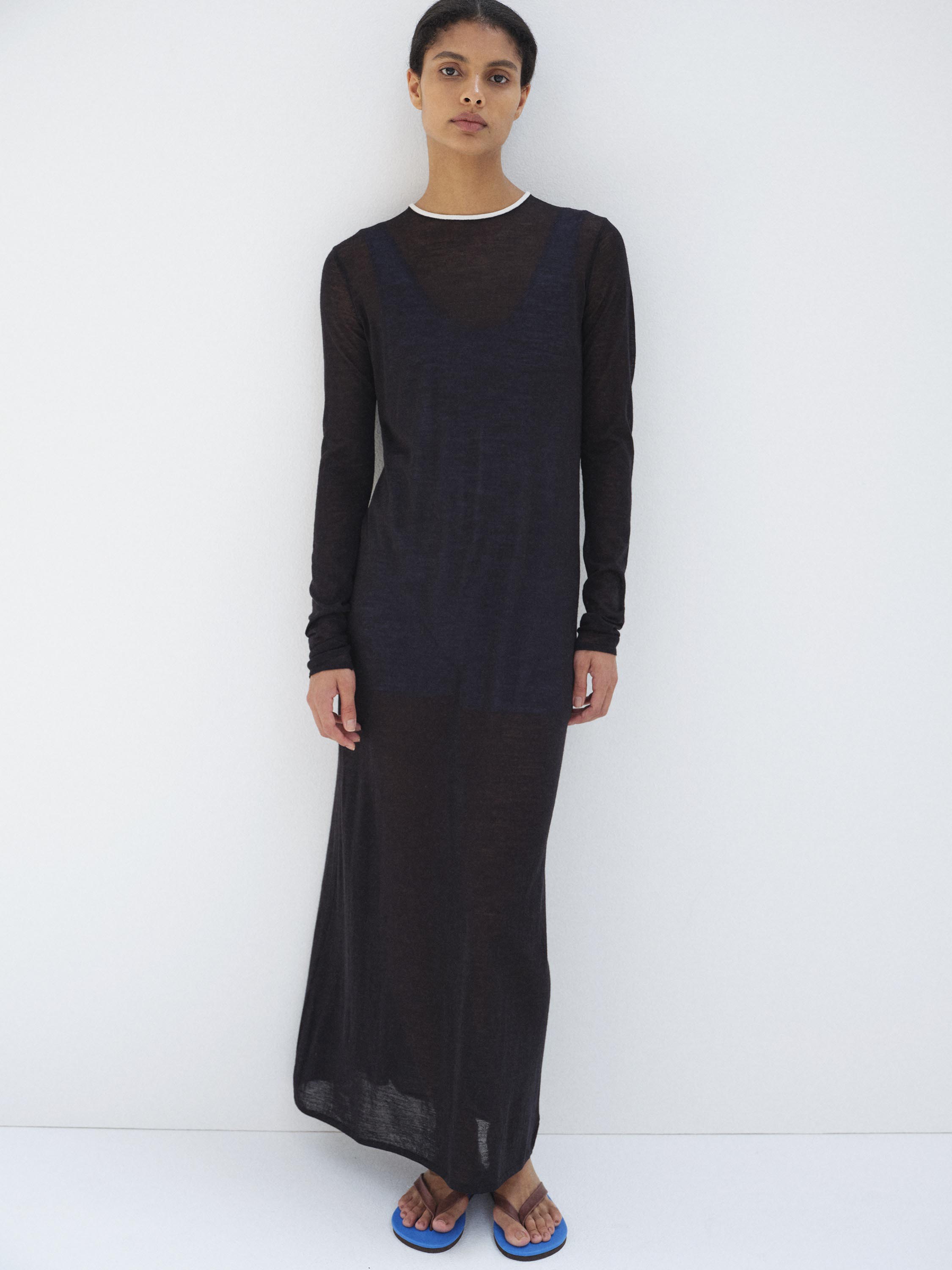 HARD TWIST HIGH GAUGE WOOL SILK KNIT DRESS 詳細画像 BLACK 1