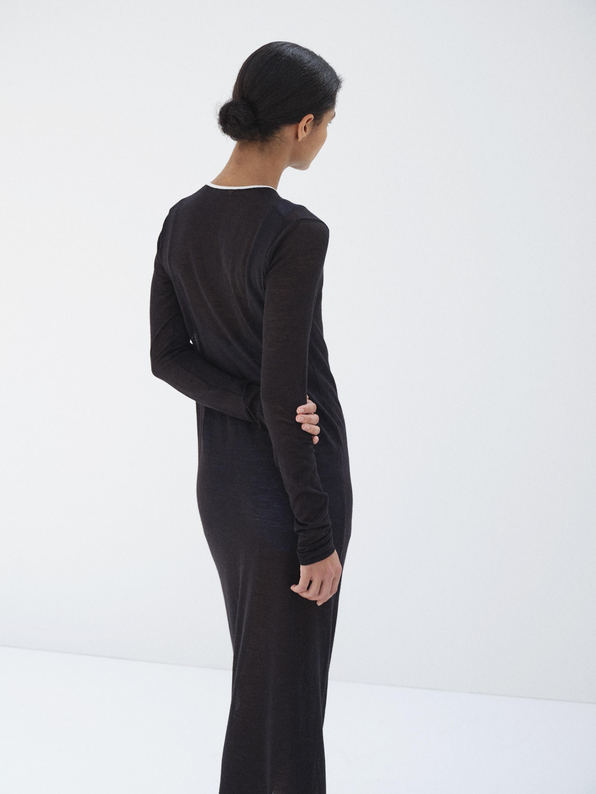 HARD TWIST HIGH GAUGE WOOL SILK KNIT DRESS 詳細画像 BLACK 4