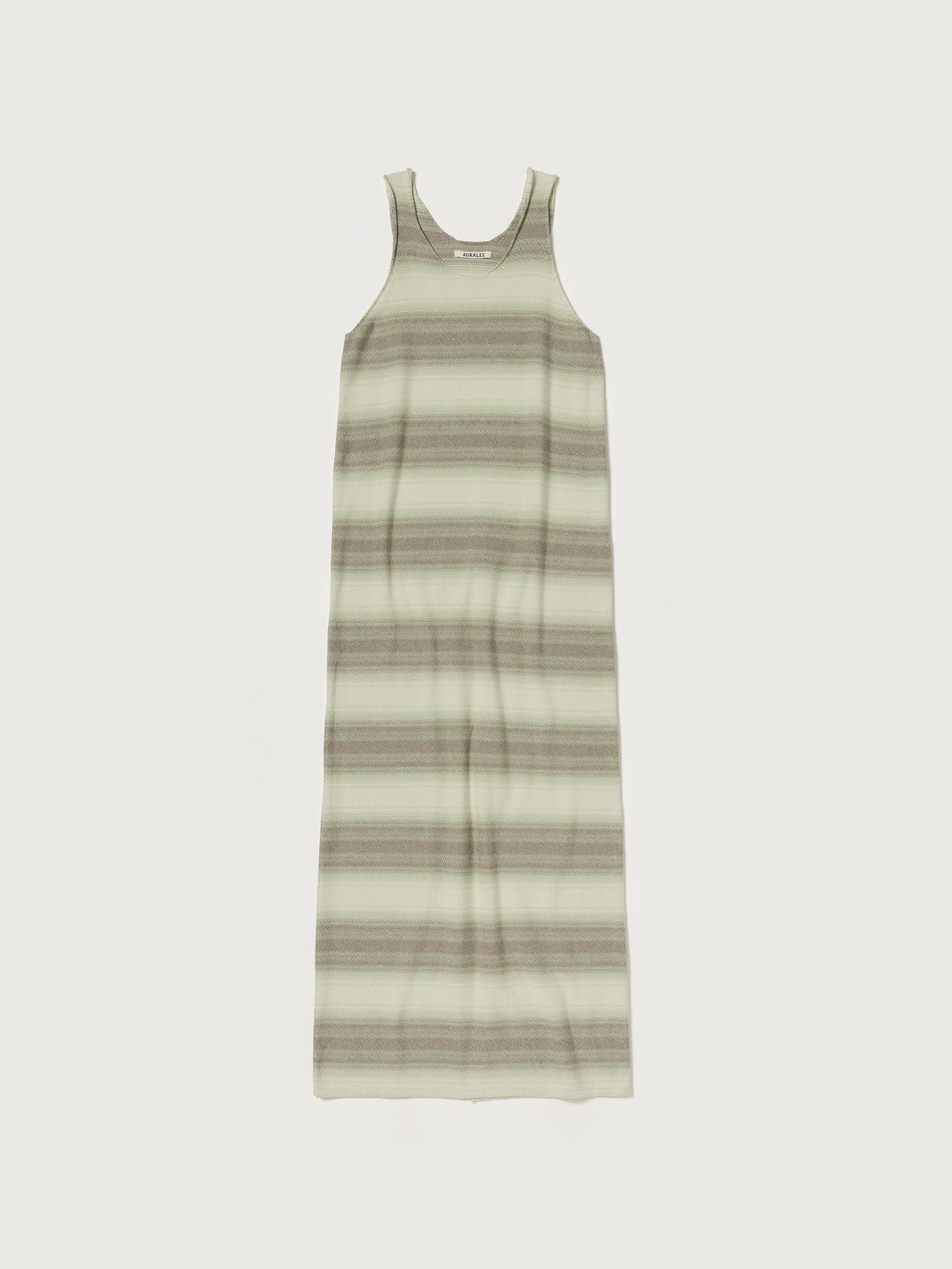 COTTON SILK GRADIENT STRIPE KNIT DRESS 詳細画像 LIME GRAY STRIPE 1
