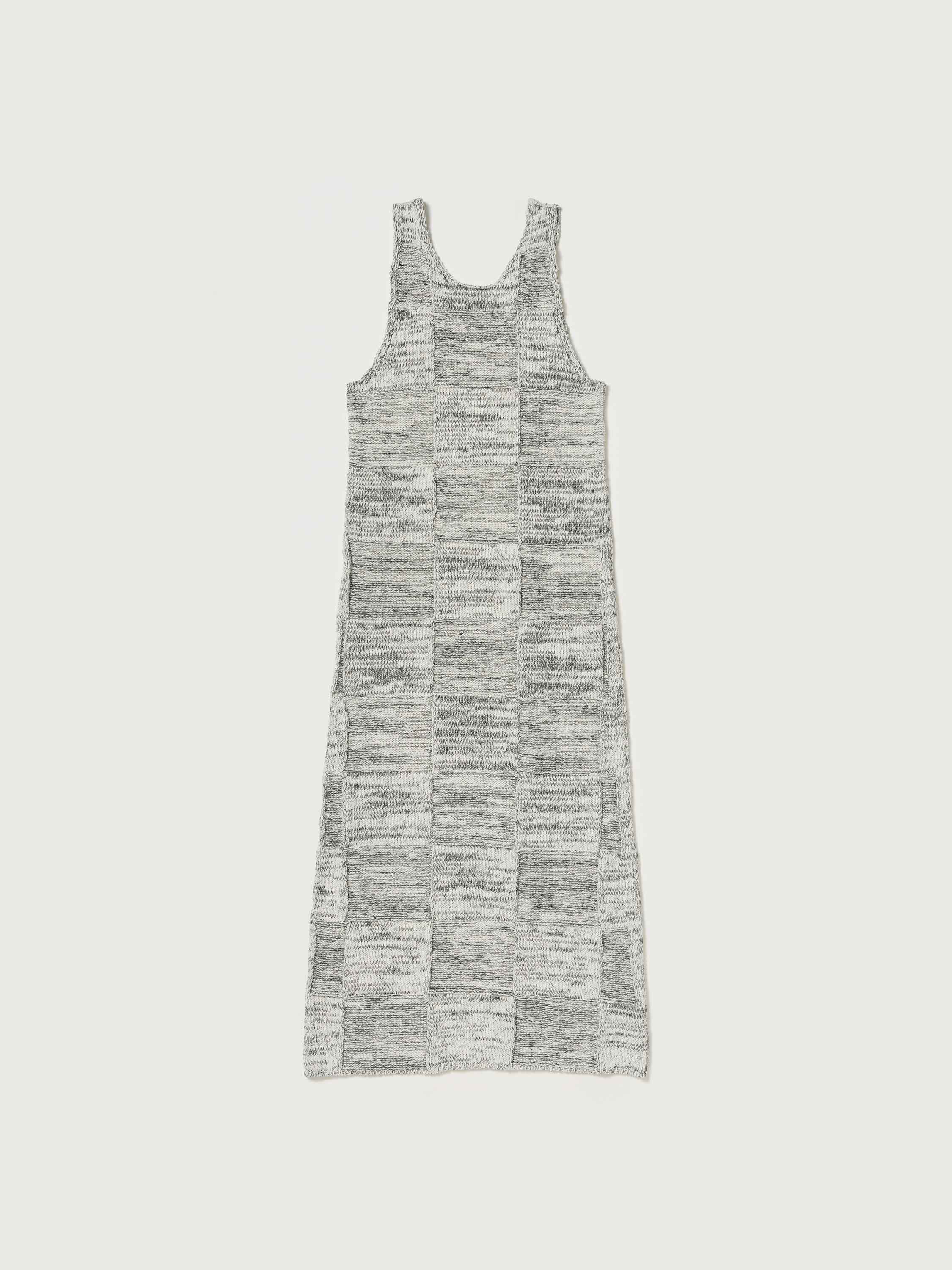 STRUCTURED COTTON LINEN PANEL KNIT MINI DRESS 詳細画像 OFF WHITE &times; BLACK 1