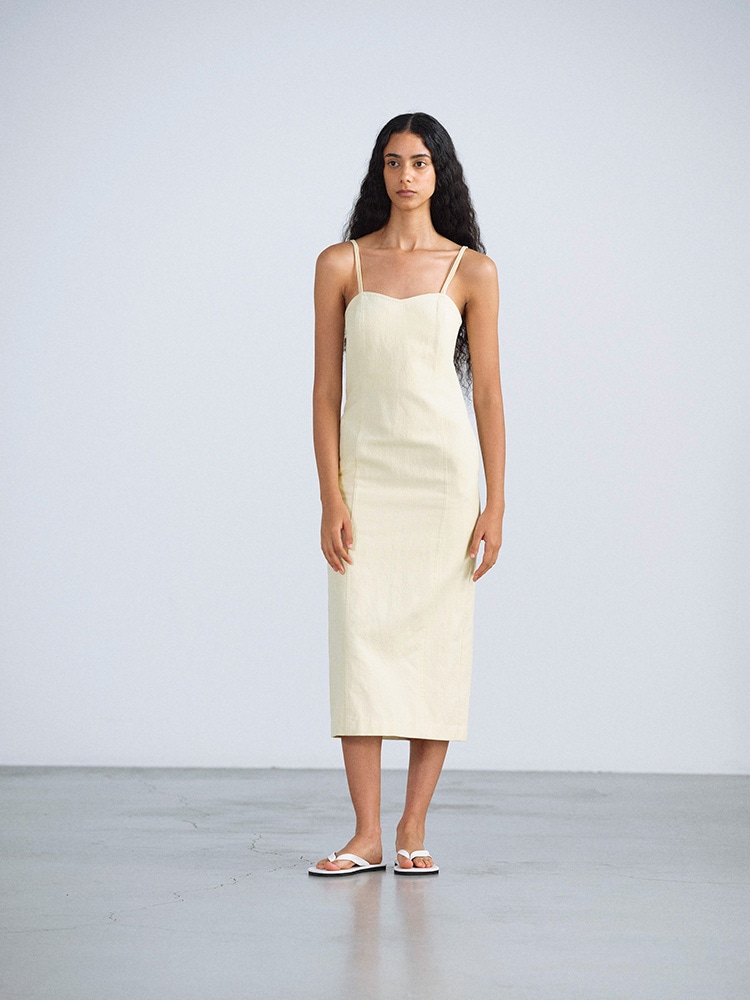 【アオキ】ハグニット& Gather Camisole Dress WOOL COTTON LINEN OX CAMISOLE DRESS - AURALEE Official Website