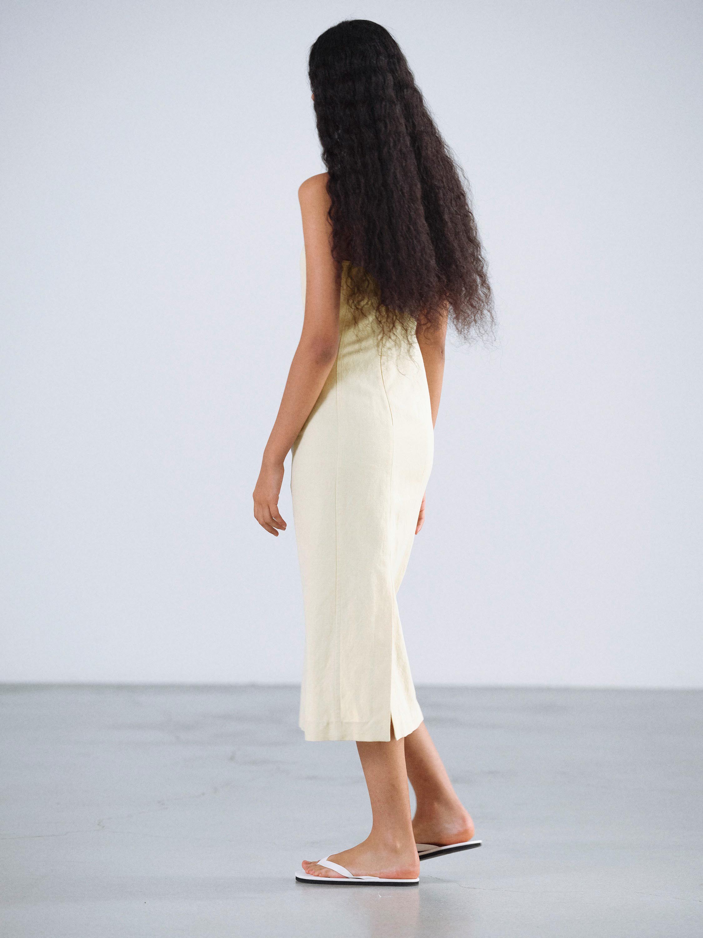 WOOL COTTON LINEN OX CAMISOLE DRESS 詳細画像 LIME BEIGE 5