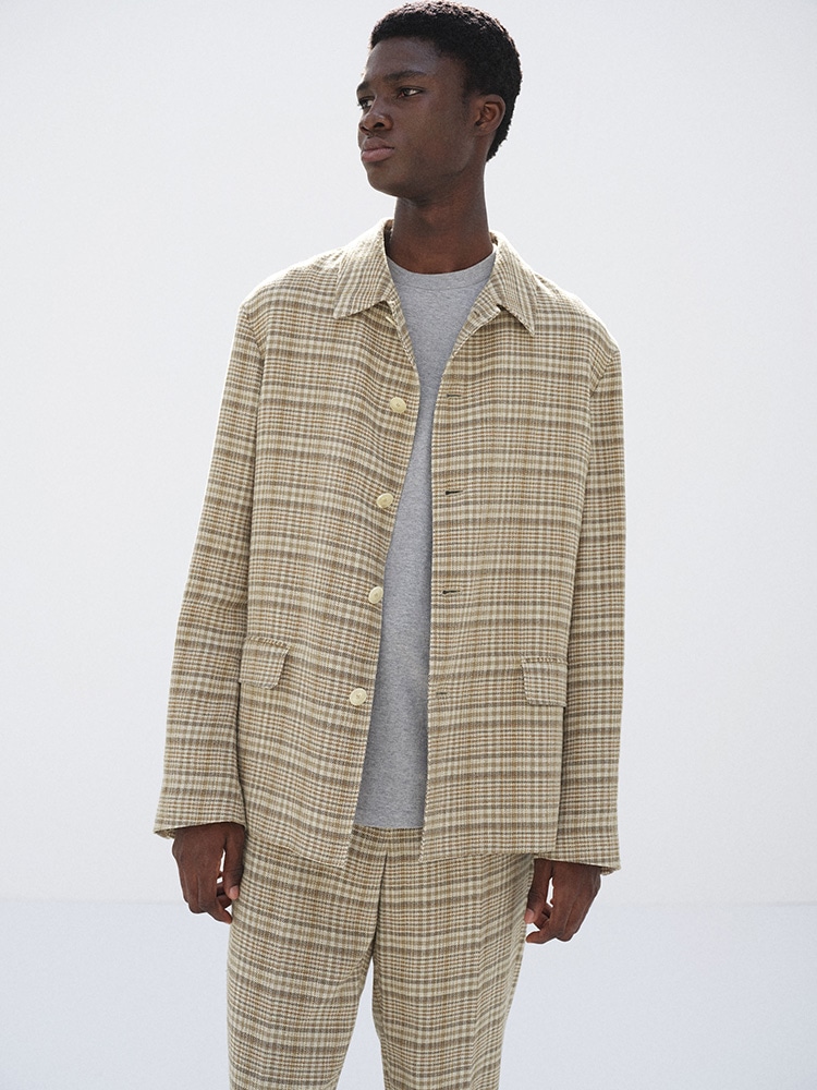 SILK LINEN NEP CHECK JACKET - AURALEE Official Website
