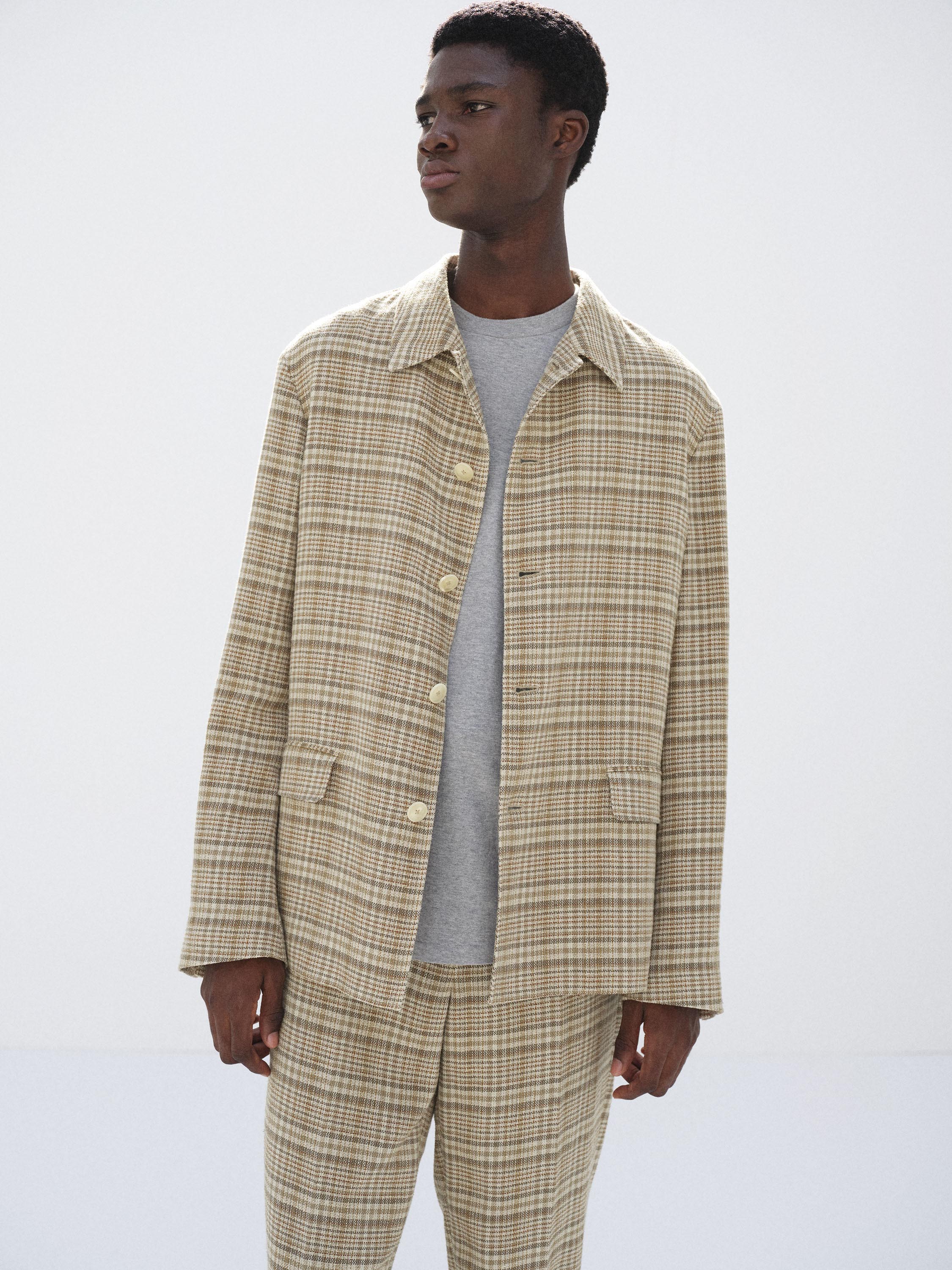 SILK LINEN NEP CHECK JACKET 詳細画像 IVORY BEIGE CHECK 1