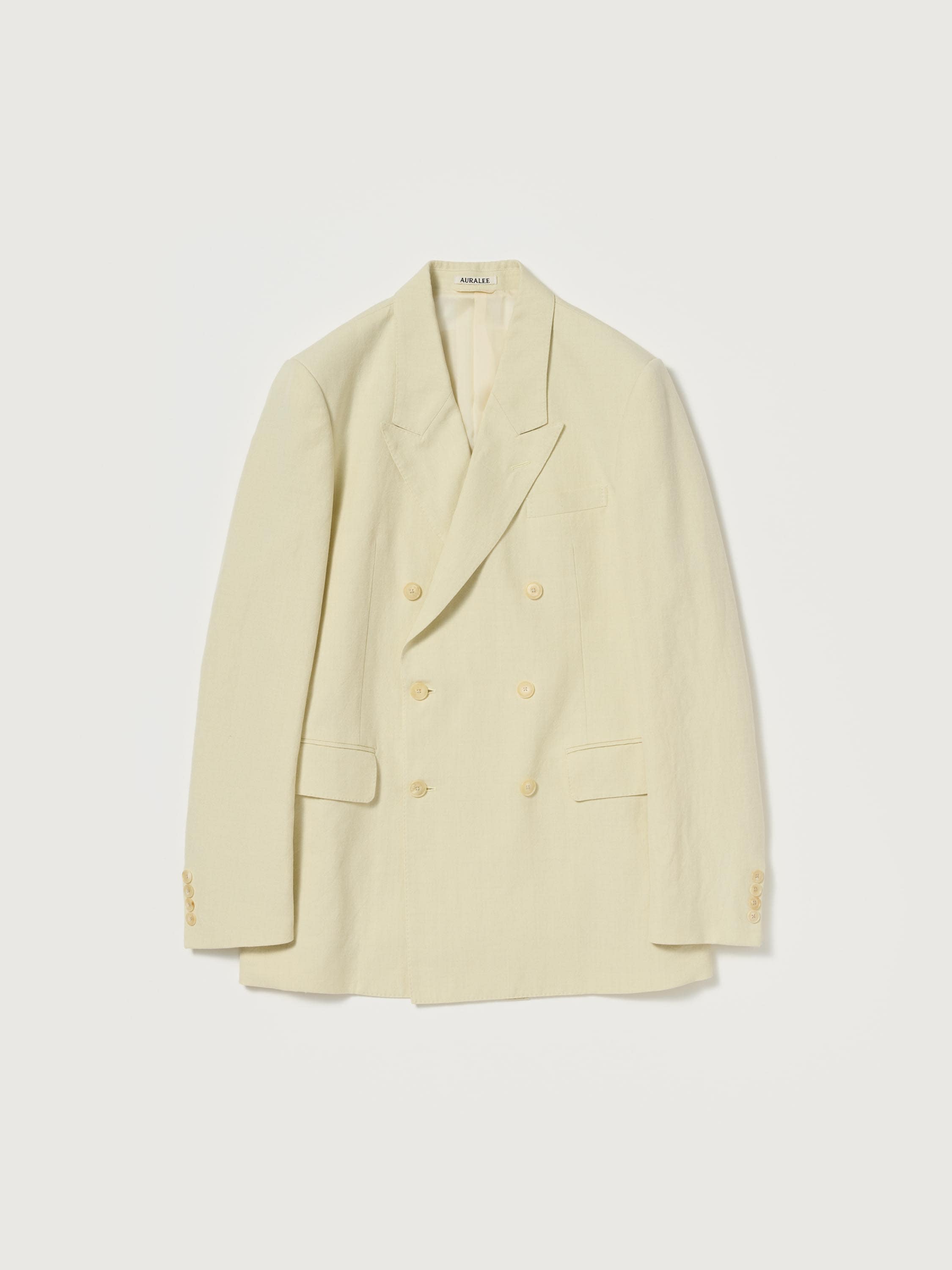 WOOL COTTON LINEN OX DOUBLE-BREASTED JACKET 詳細画像 LIME BEIGE 1