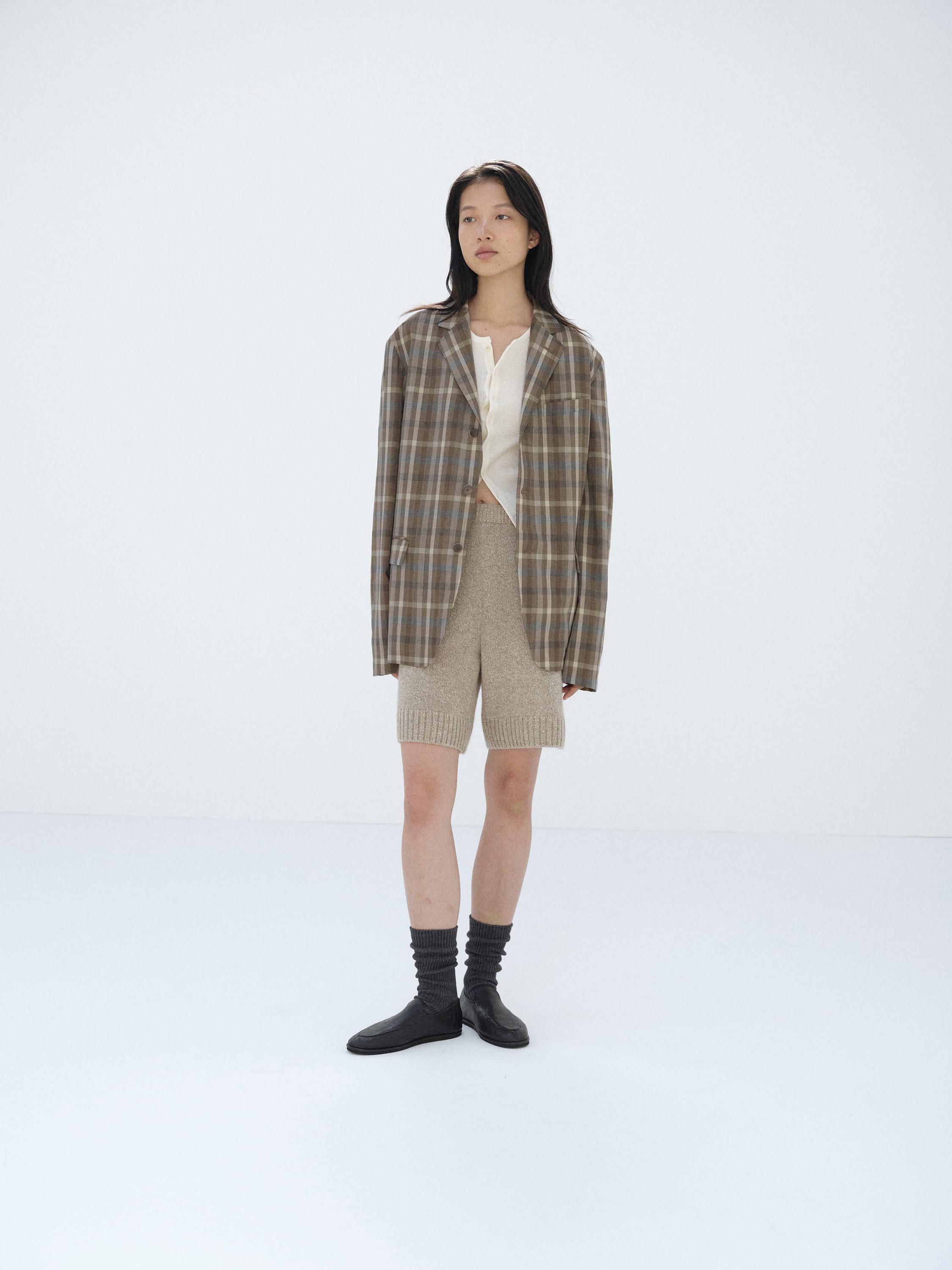 SUPER FINE TROPICAL WOOL CHECK JACKET