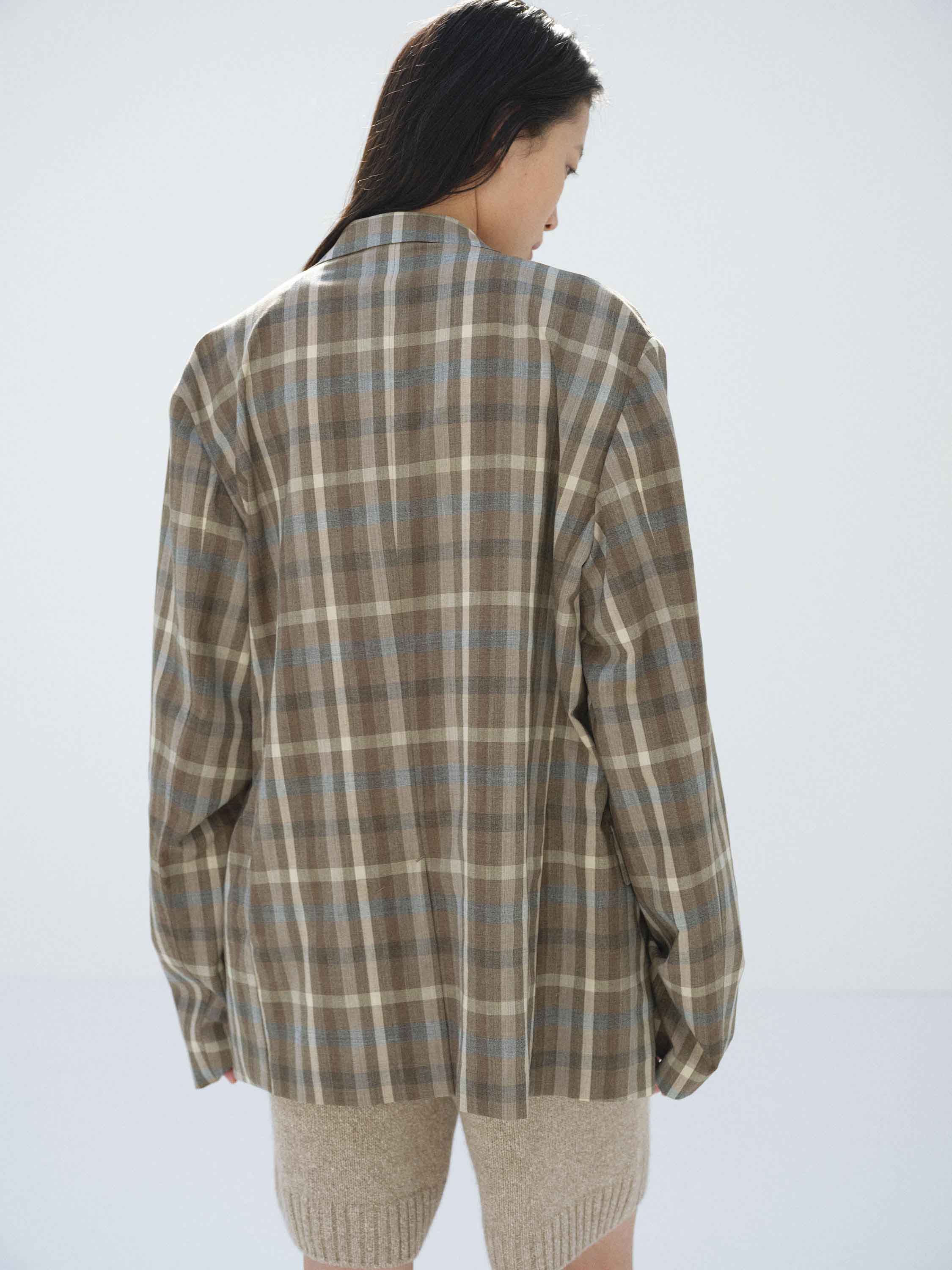 SUPER FINE TROPICAL WOOL CHECK JACKET 詳細画像 TOP BROWN CHECK 5