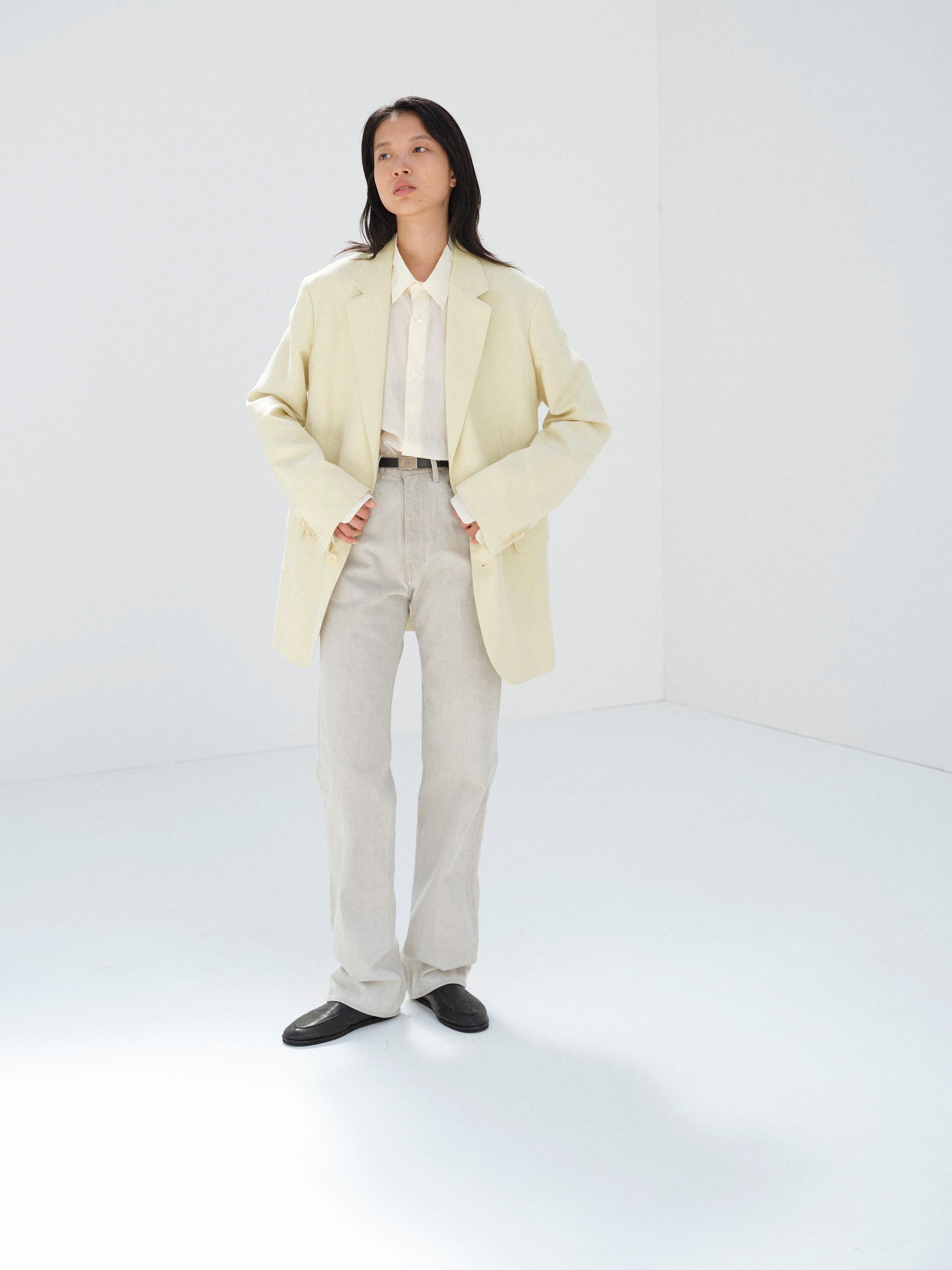 WOOL COTTON LINEN OX JACKET 詳細画像 LIME BEIGE 2