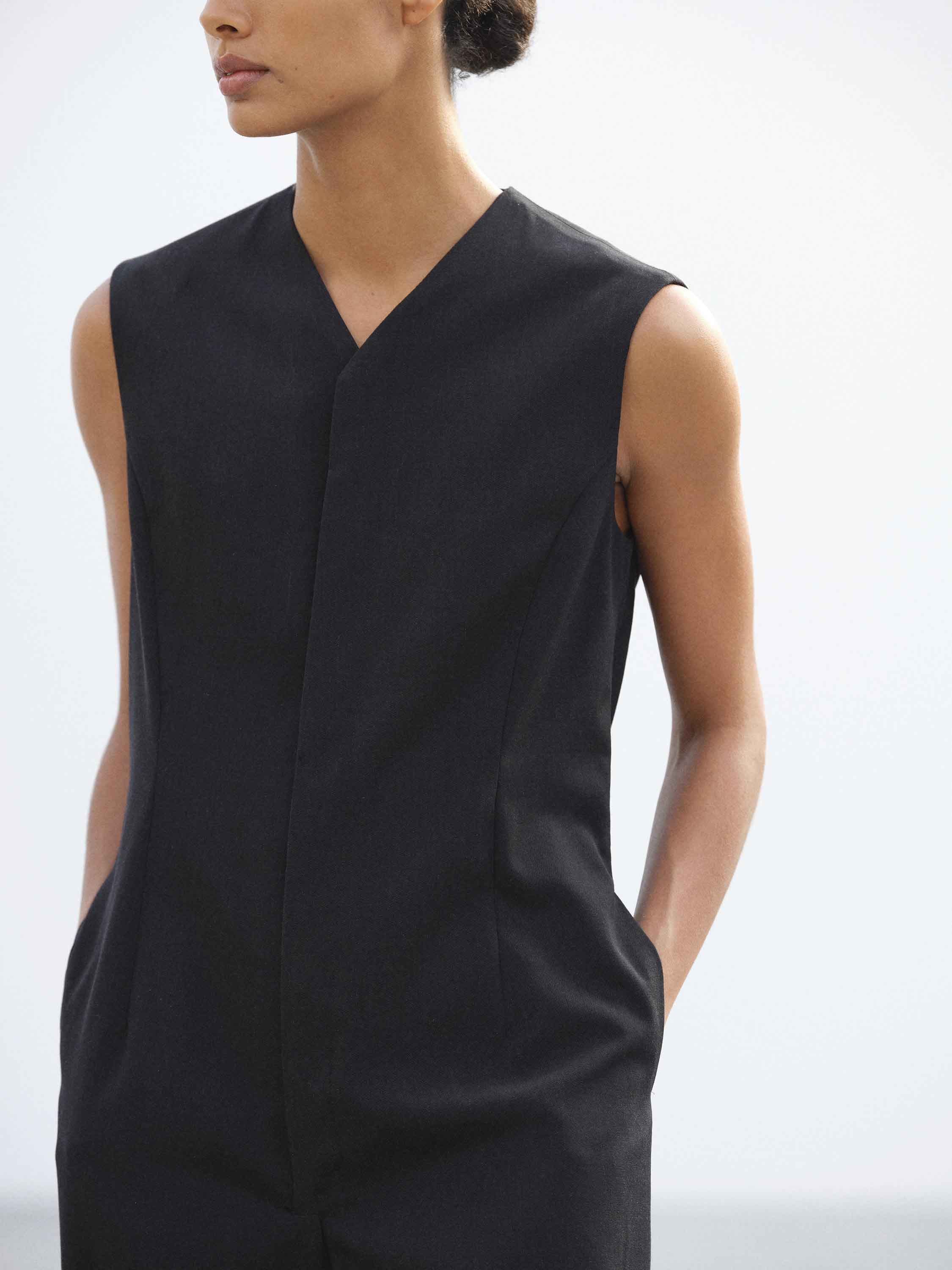 LIGHT WOOL MAX GABARDINE JUMPSUIT 詳細画像 TOP BLACK 3