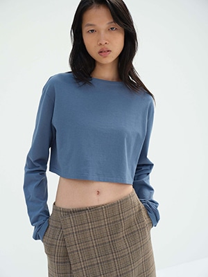 HIGH GAUGE COTTON JERSEY BOAT NECK L/S TEE