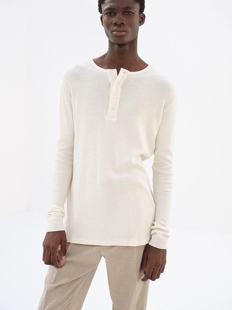 ORGANIC SOFT RIB HENLEY NECK P/O