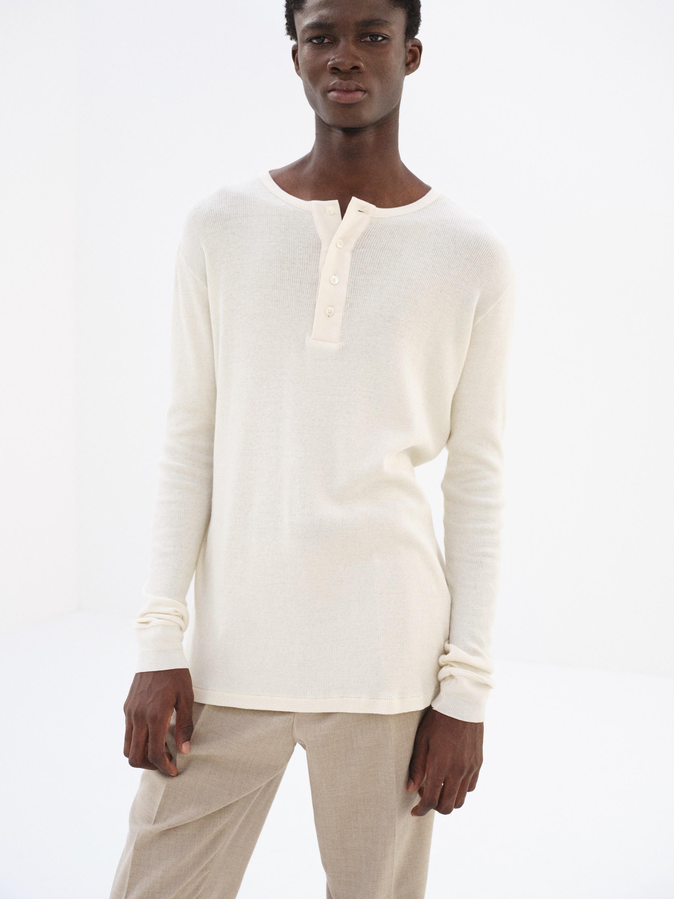 ORGANIC SOFT RIB HENLEY NECK P/O 詳細画像 IVORY 1