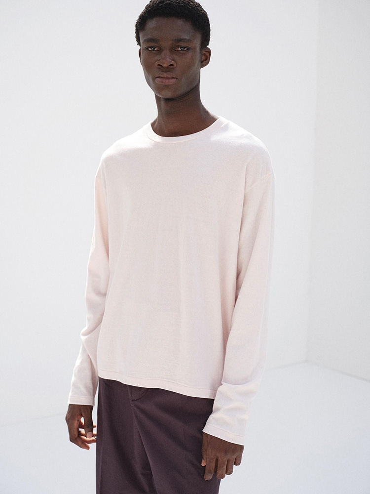 BRUSHED ORGANIC COTTON JERSEY L/S TEE