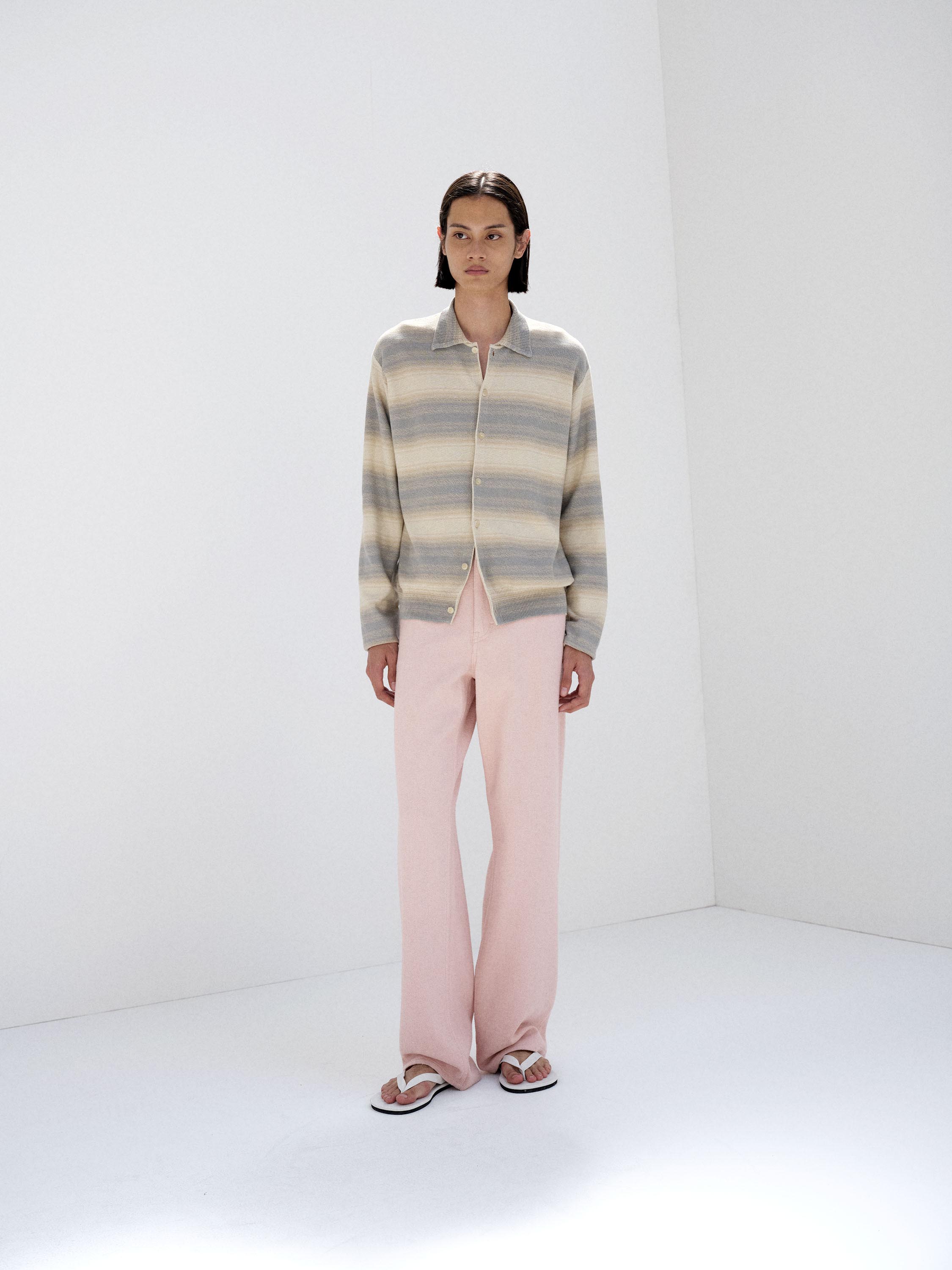 SILK NEP DENIM 5P WIDE PANTS